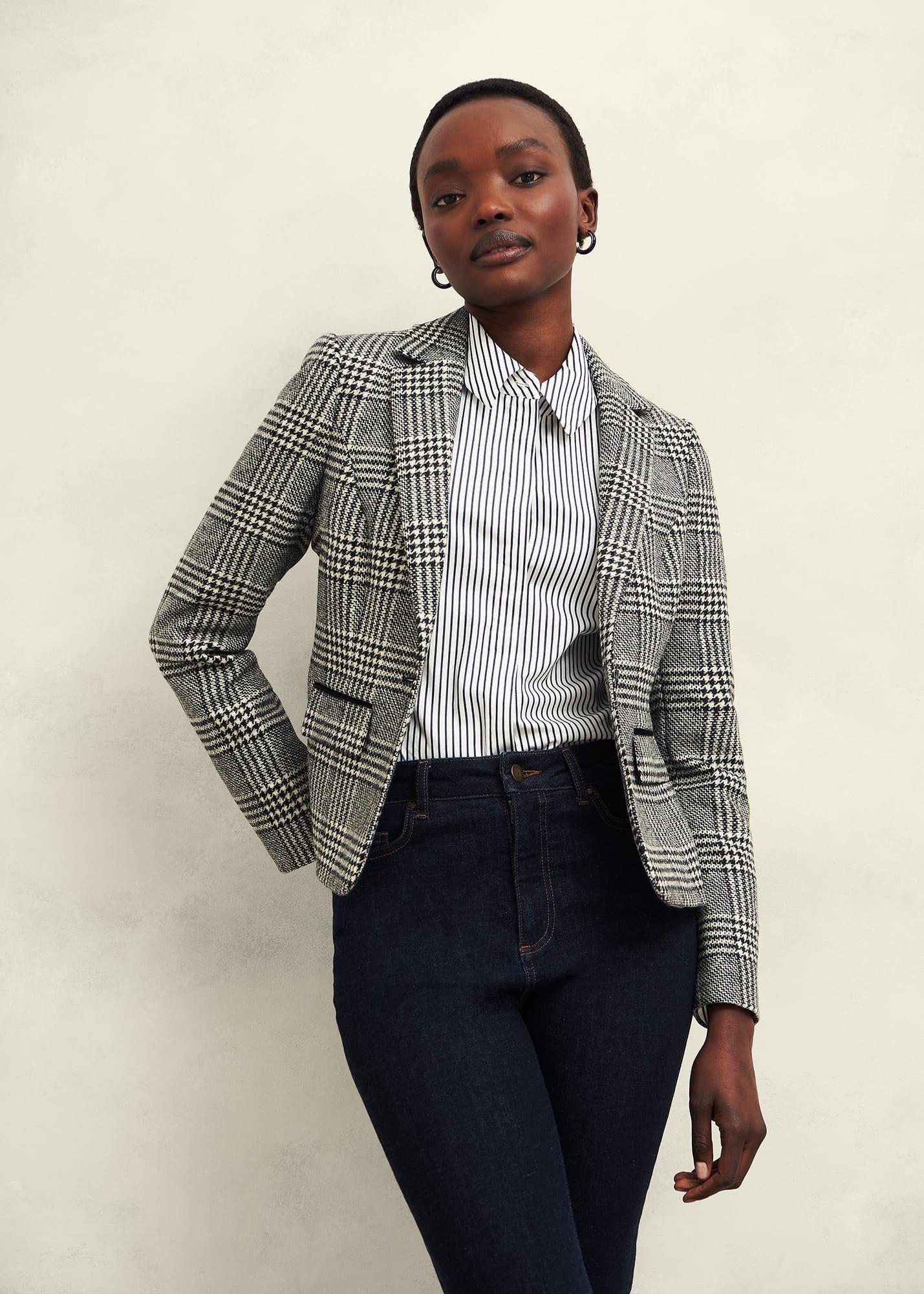 Brea Wool Jacket, Black White, hi-res