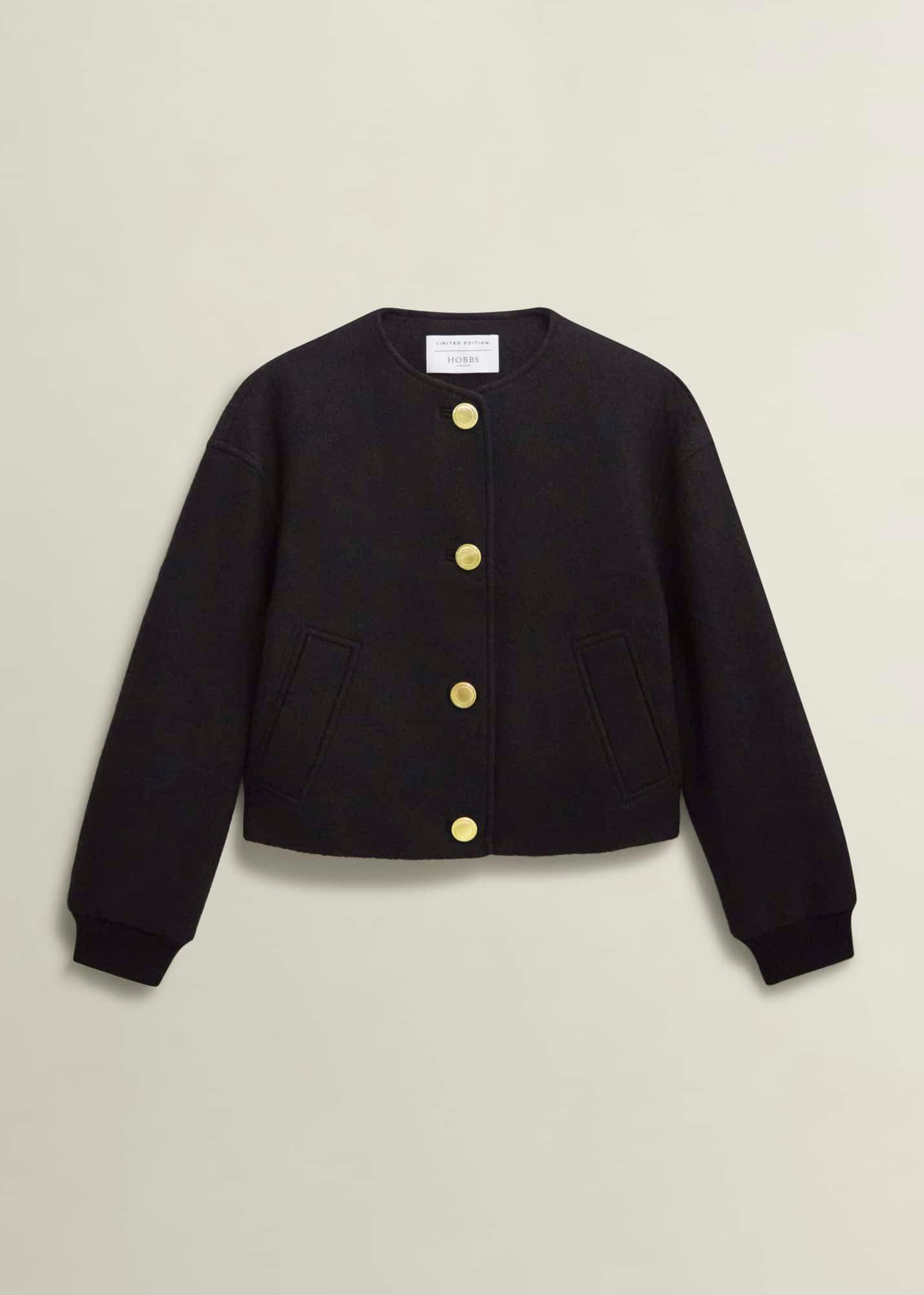 Elsham Bomber Jacket With Wool, Black, hi-res