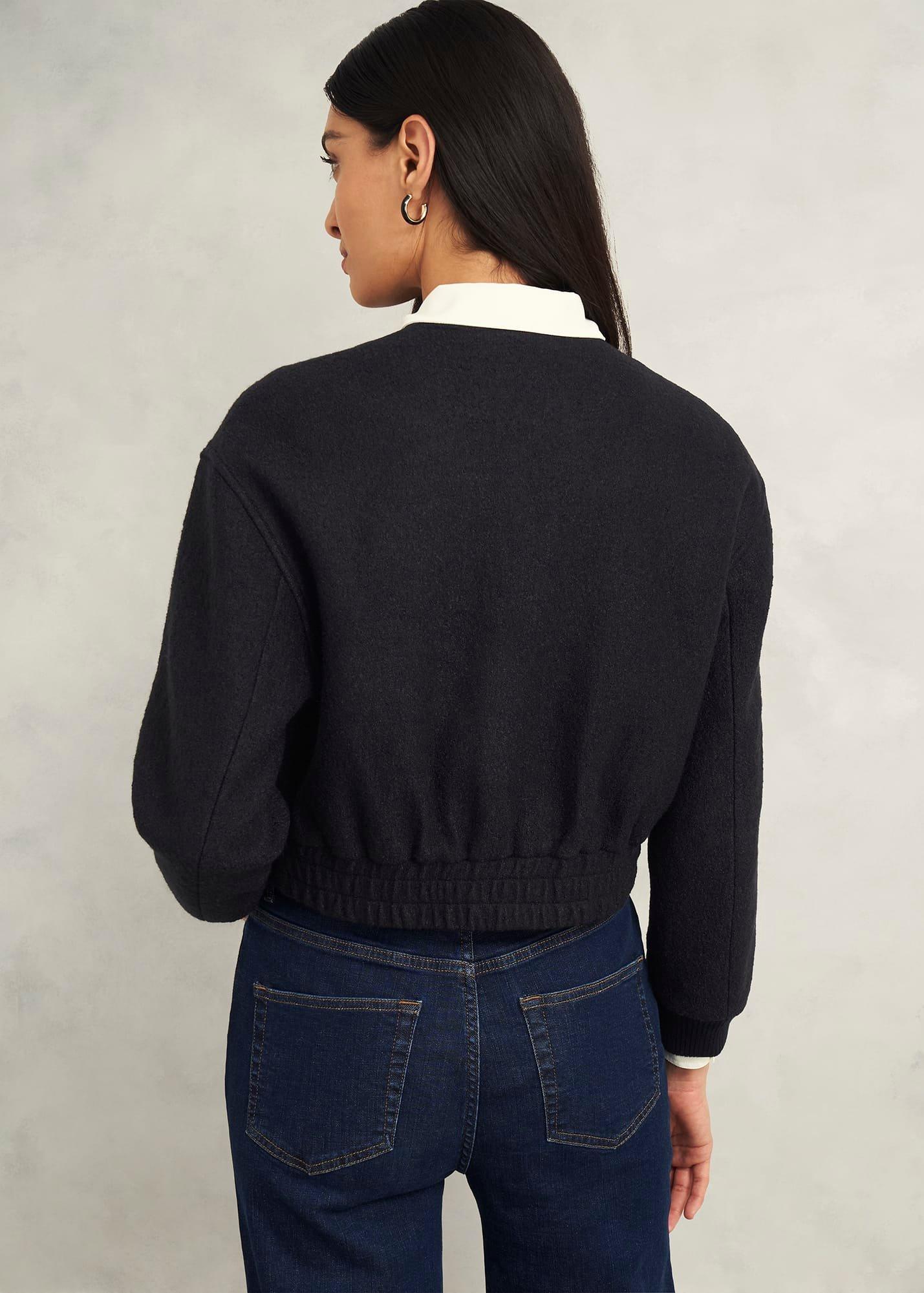 Elsham Bomber Jacket With Wool, Black, hi-res