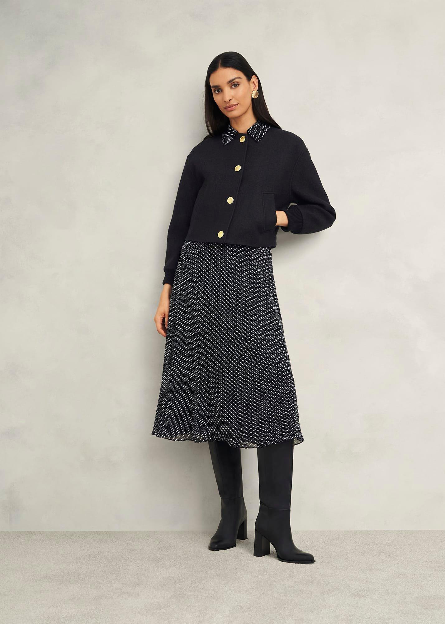 Elsham Bomber Jacket With Wool, Black, hi-res