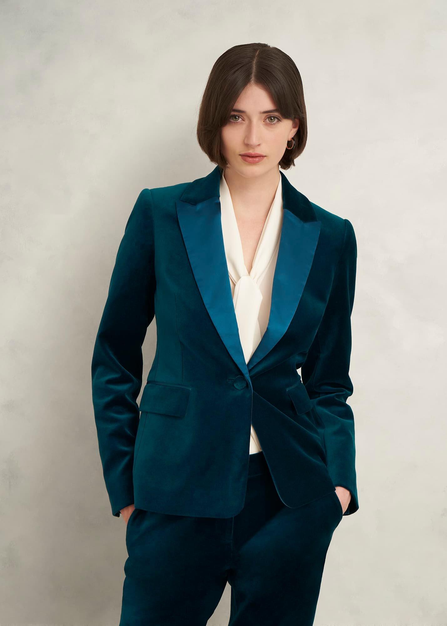 Luna Velvet Jacket, Riverside Blue, hi-res