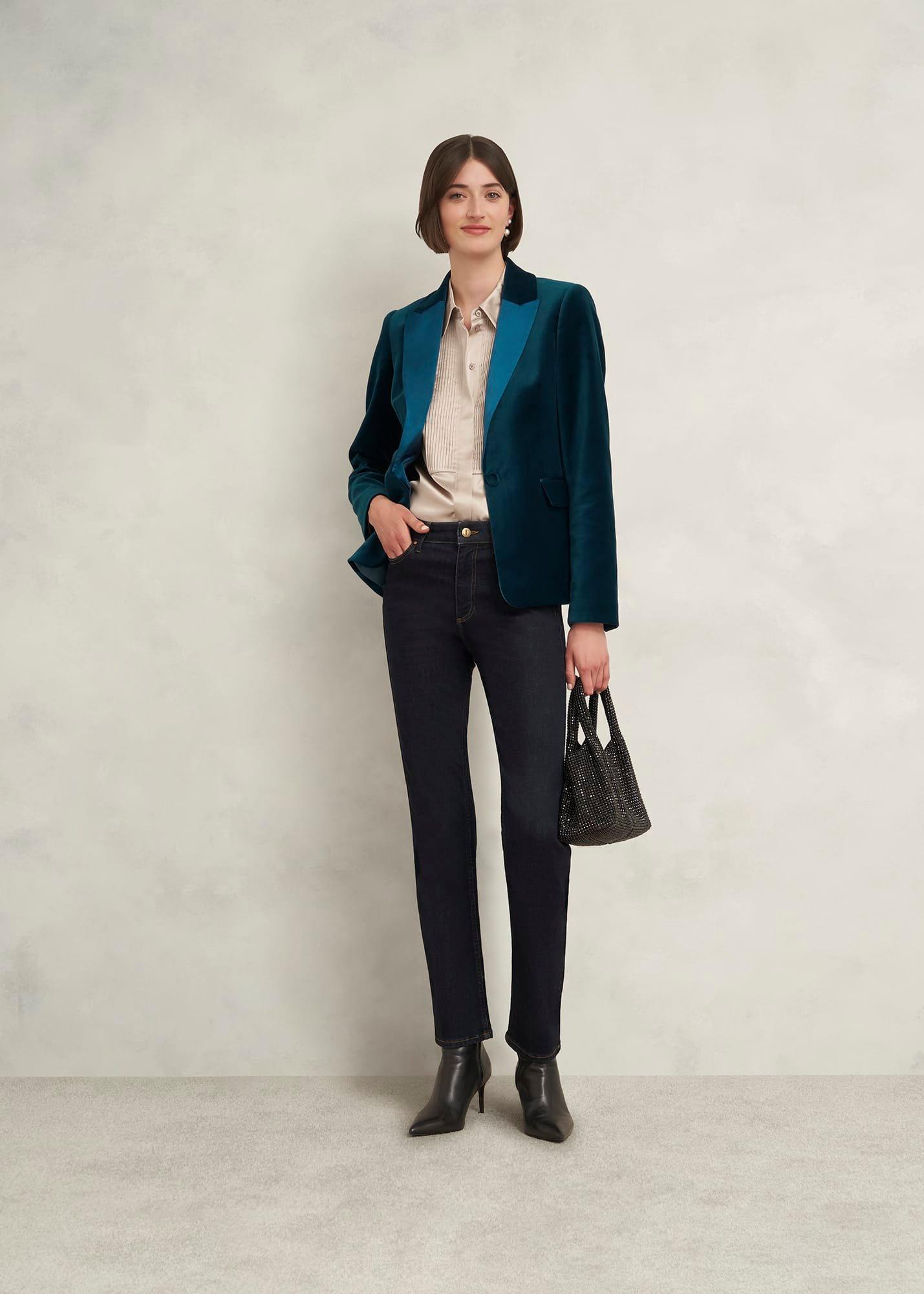 Luna Velvet Jacket, Riverside Blue, hi-res