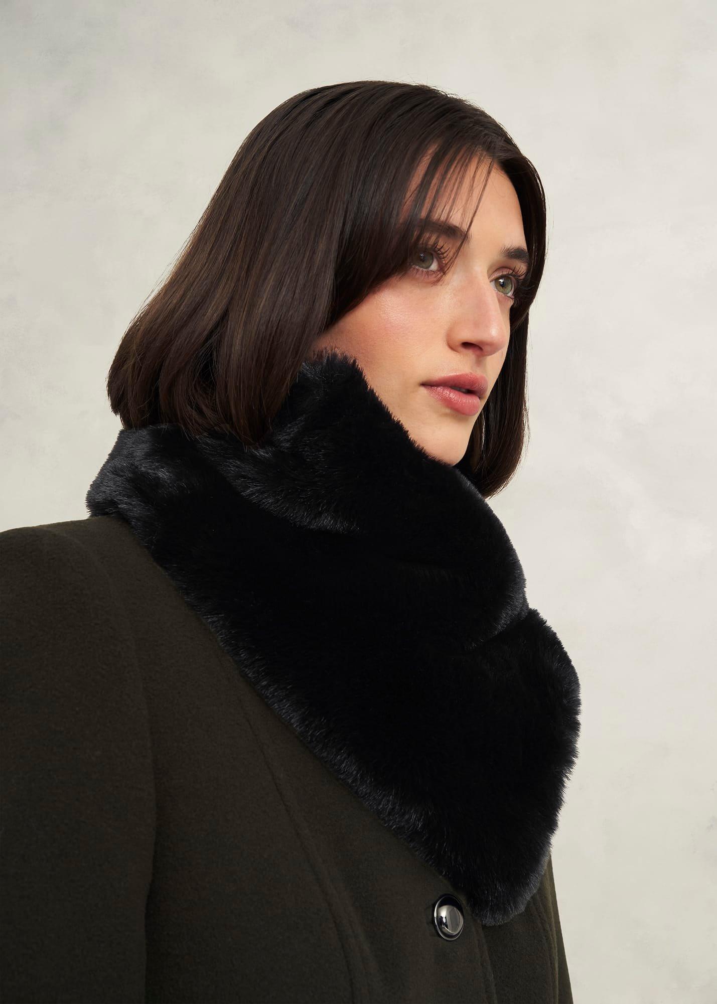 Christie Fur Scarf, Black, hi-res