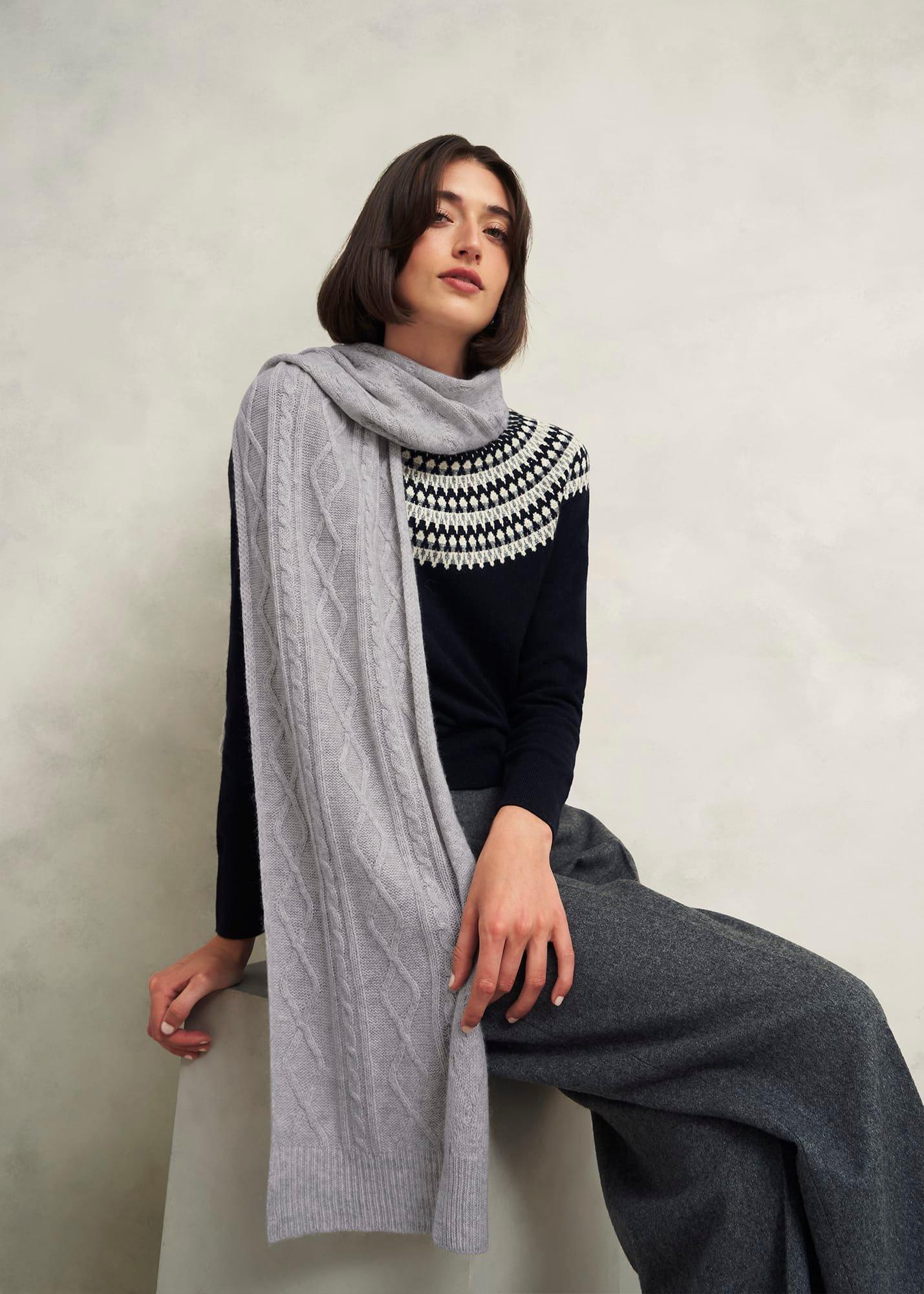 Steph Wool Scarf, Pale Grey, hi-res