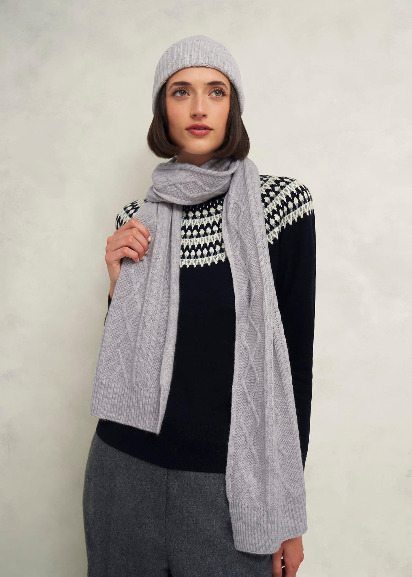 Steph Wool Scarf, Pale Grey, hi-res