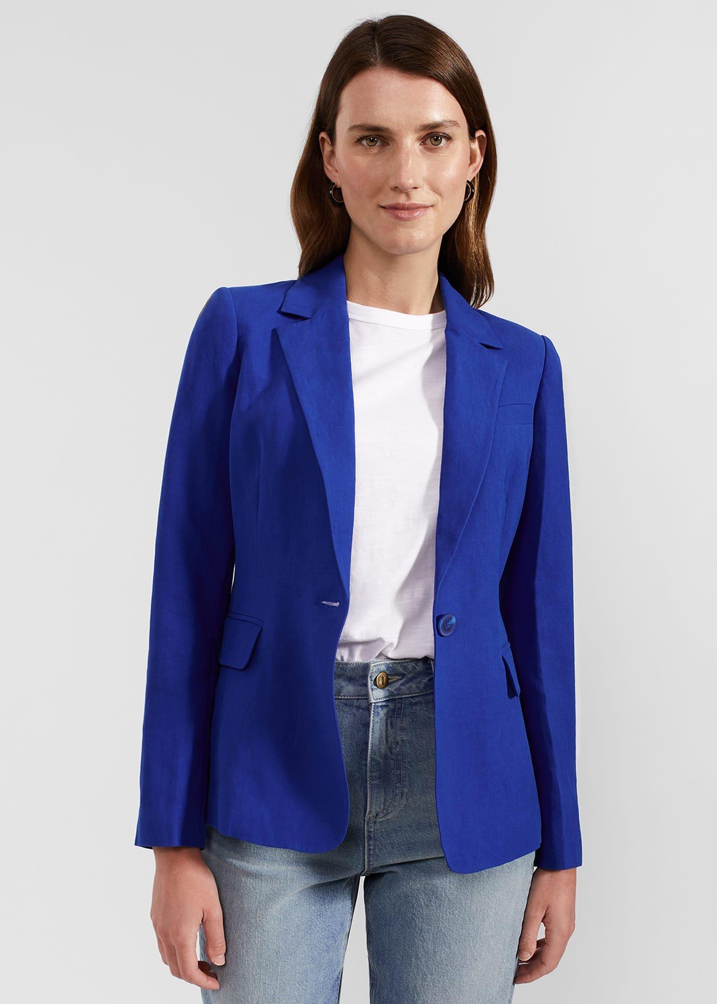 Fletcher Silk Linen Jacket, Lapis Blue, hi-res