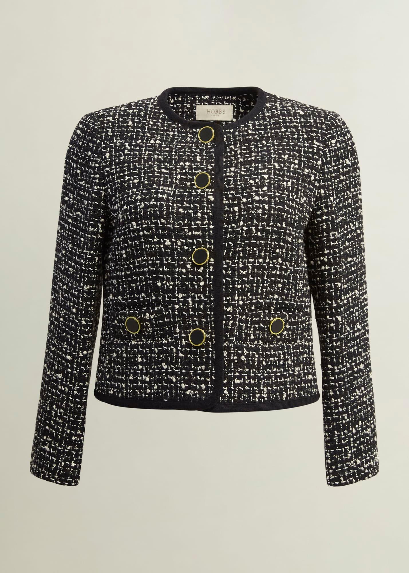 Emilia Tweed Jacket, Black Ivory, hi-res