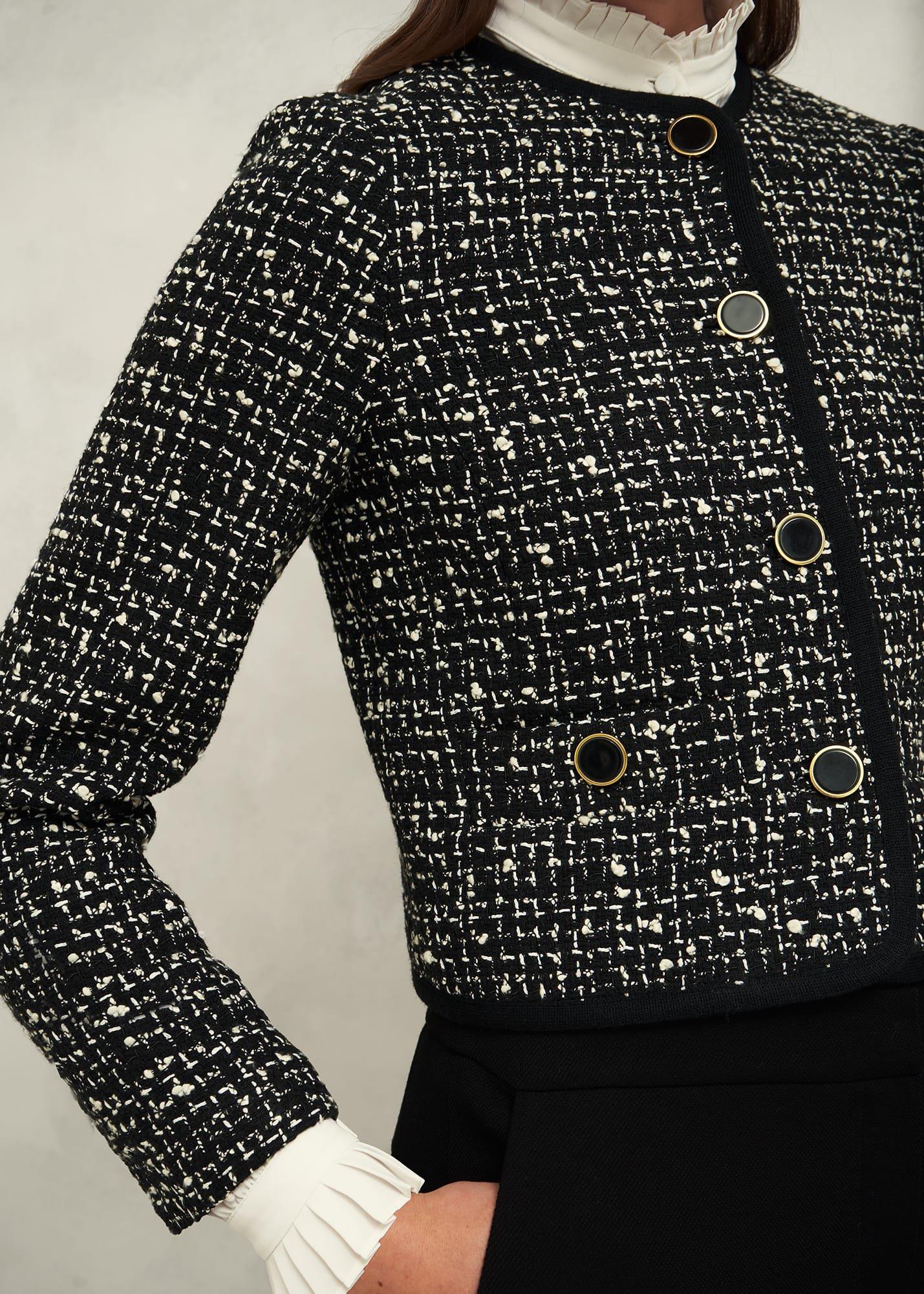 Emilia Tweed Jacket, Black Ivory, hi-res