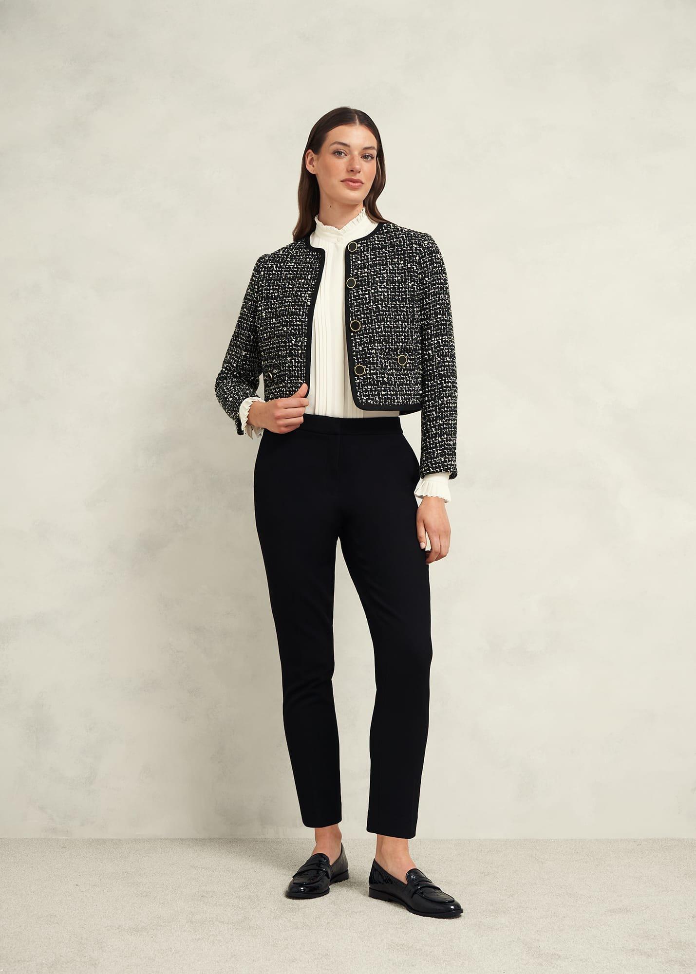 Emilia Tweed Jacket, Black Ivory, hi-res