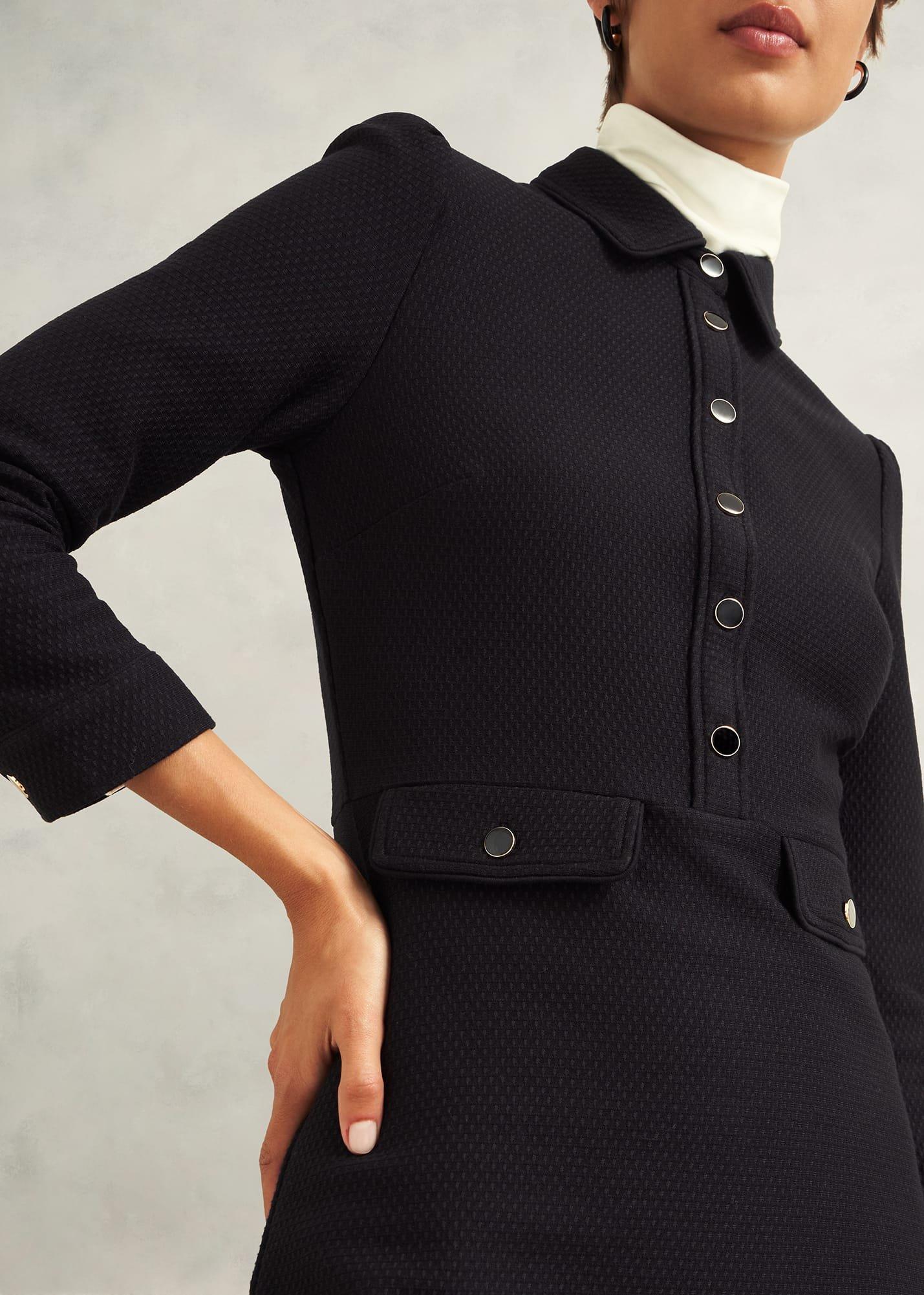 Adelia Ponte Dress, Black, hi-res