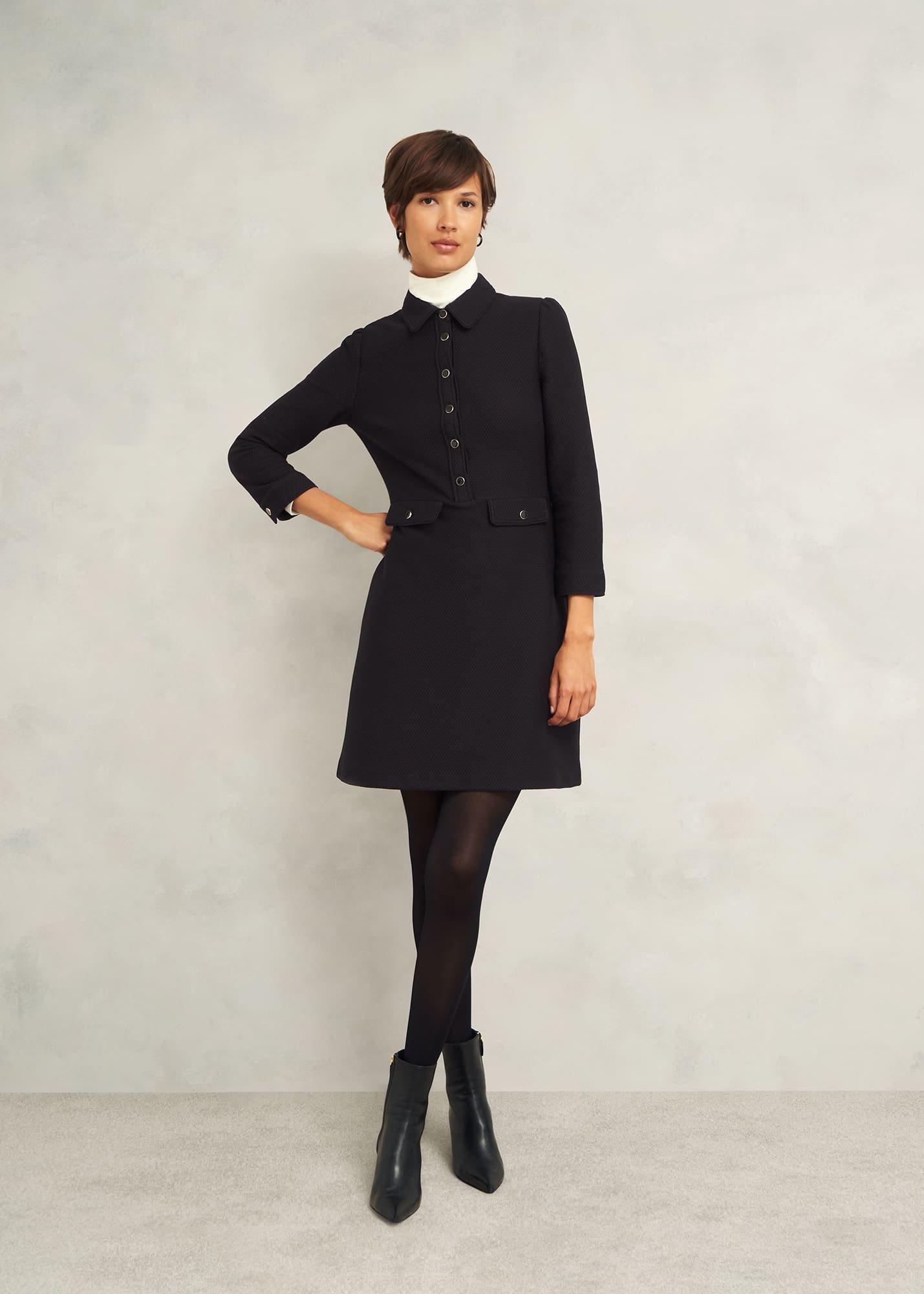 Adelia Ponte Dress, Black, hi-res