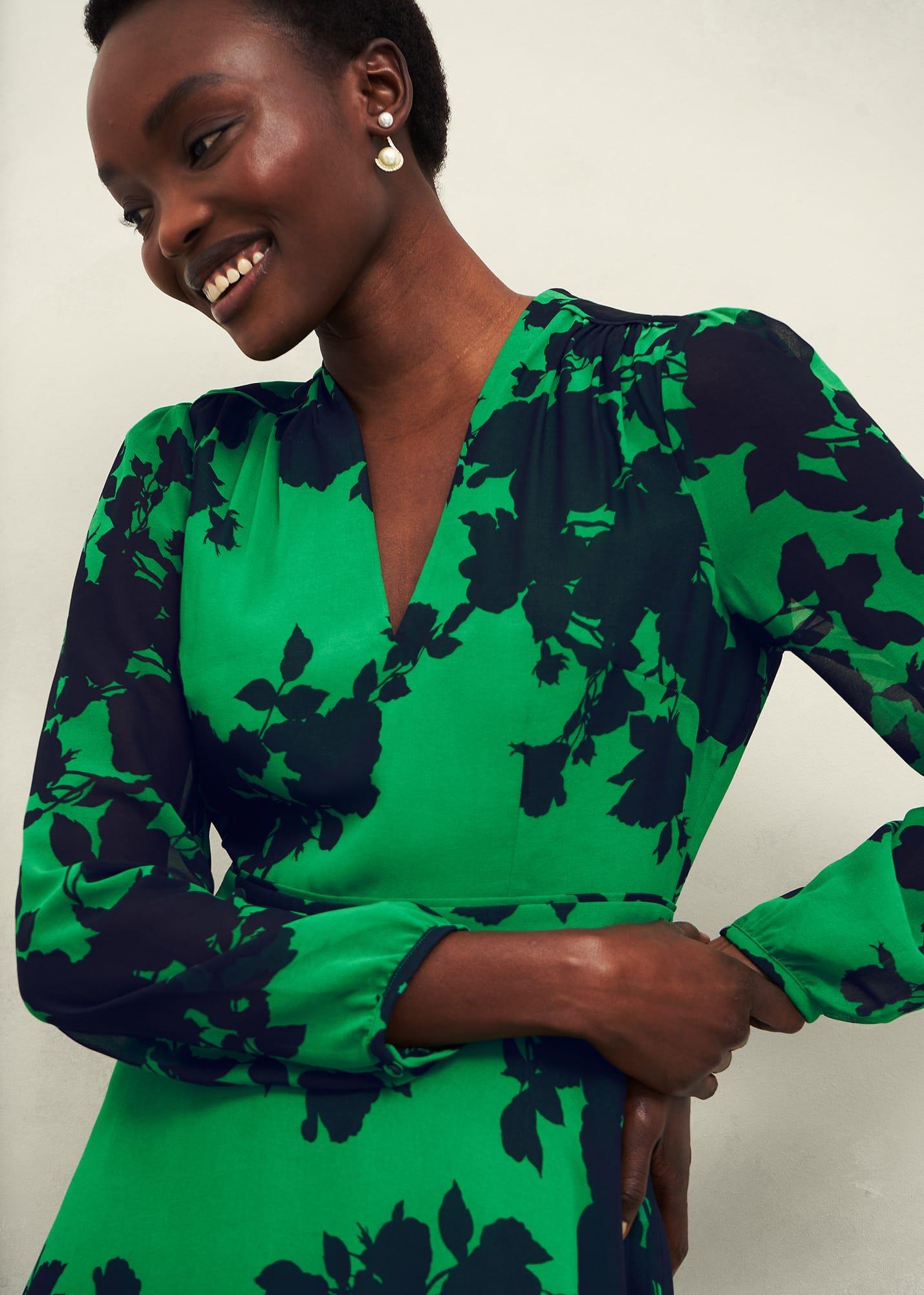 Aurora Dress, Navy Green, hi-res