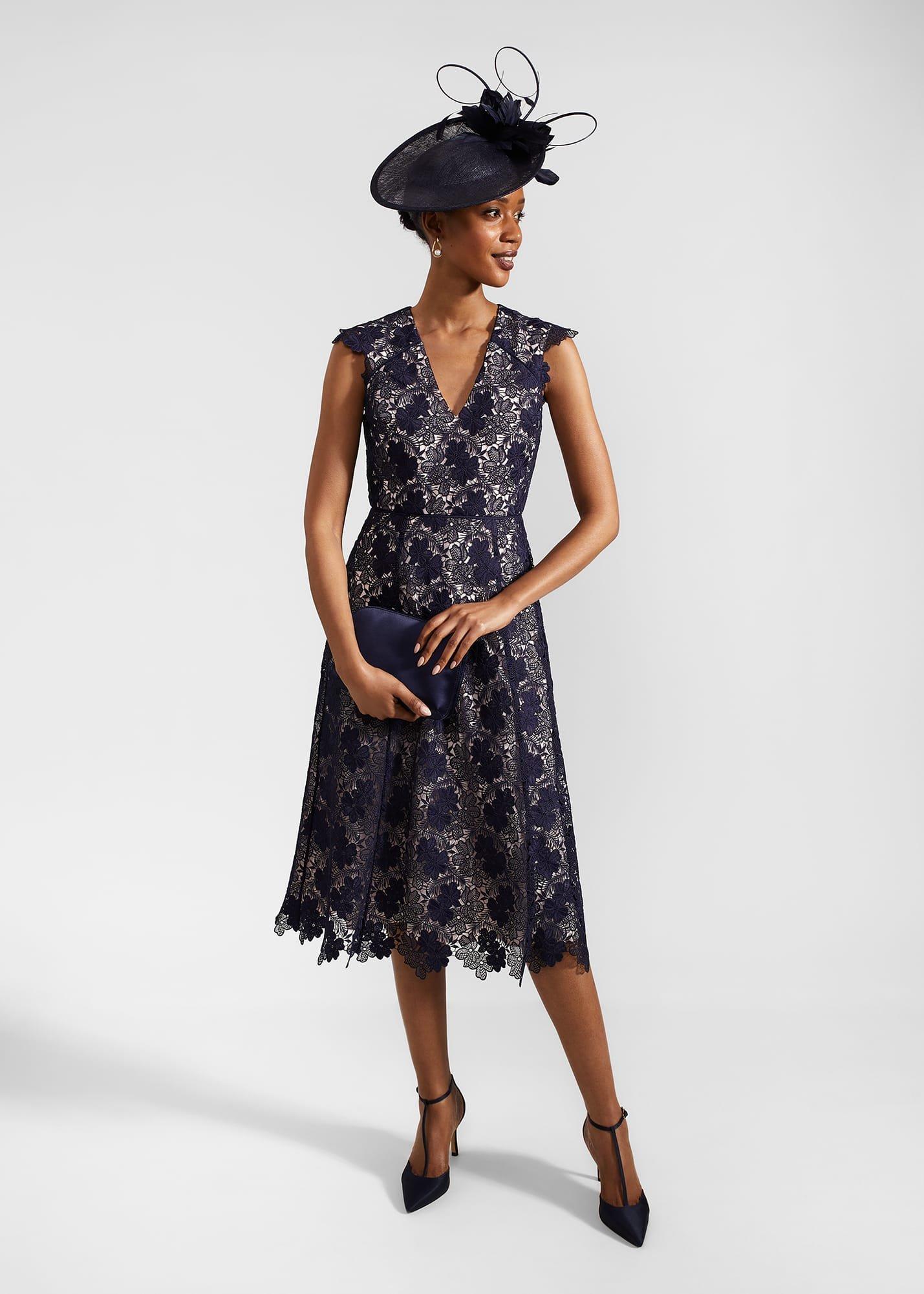 Hannah Lace Dress, Navy Pale Pink, hi-res