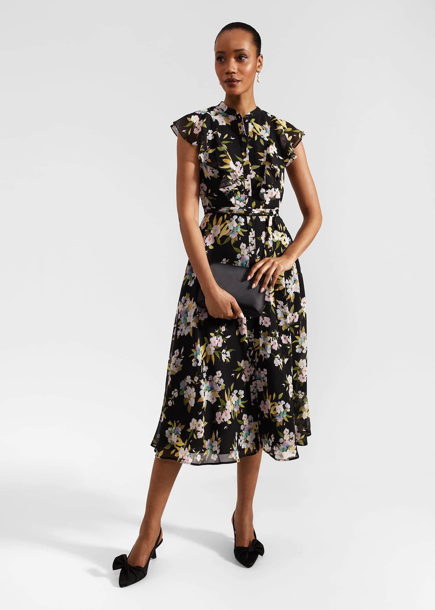 Erica Belted Midi Dress, Black Multi, hi-res