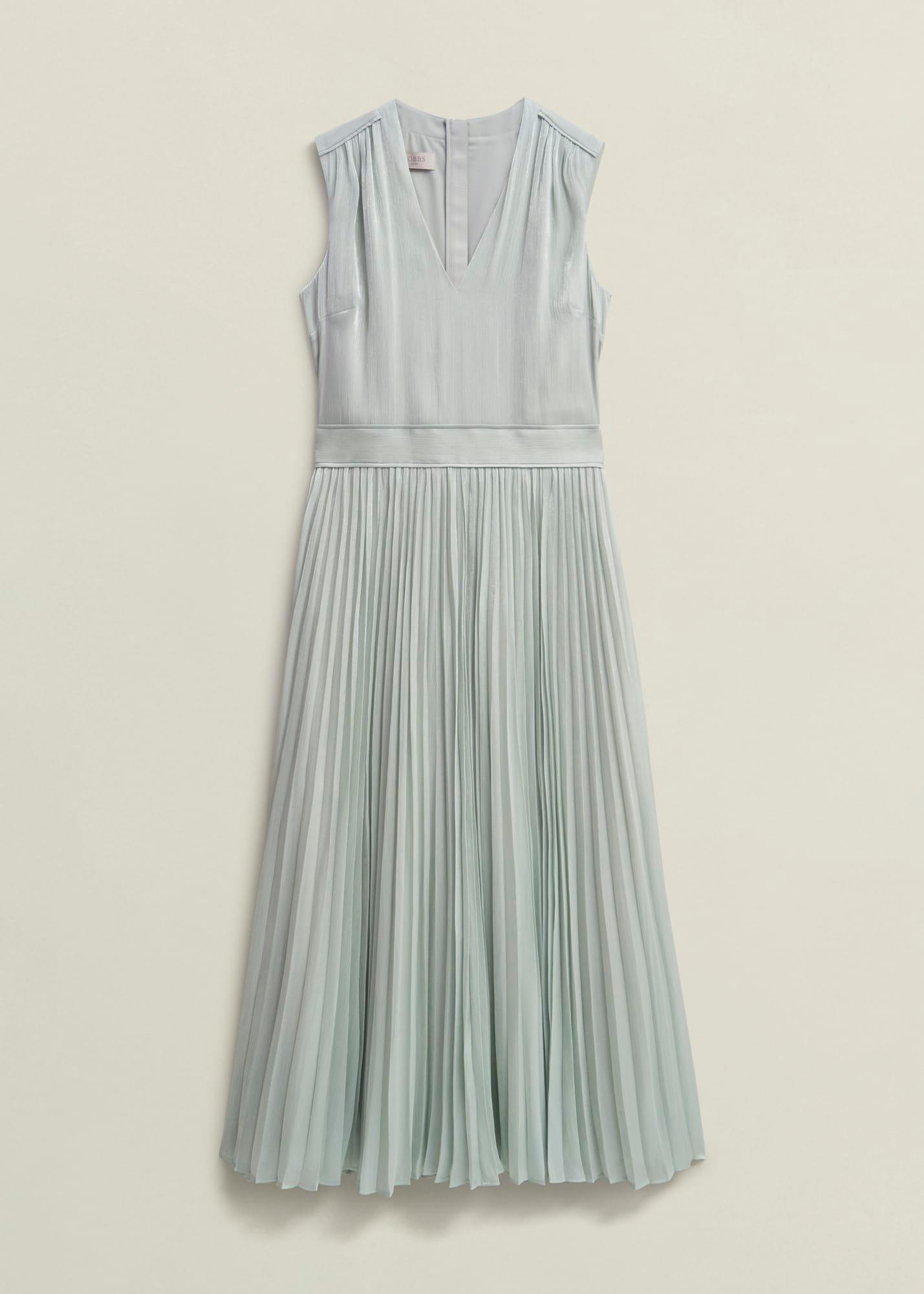 Alexandra Pleated Dress, Sage Green, hi-res