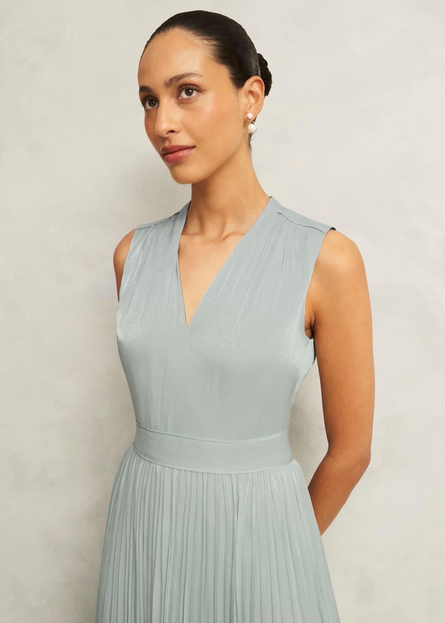 Alexandra Pleated Dress, Sage Green, hi-res