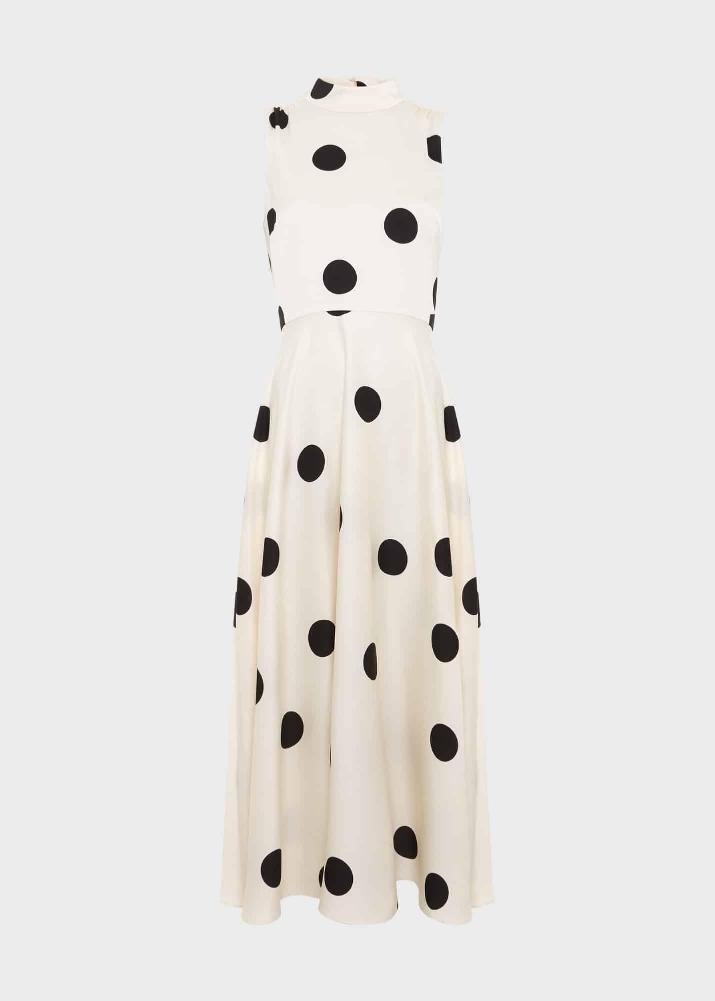 Petite Mia Spot Dress, Cream Black, hi-res