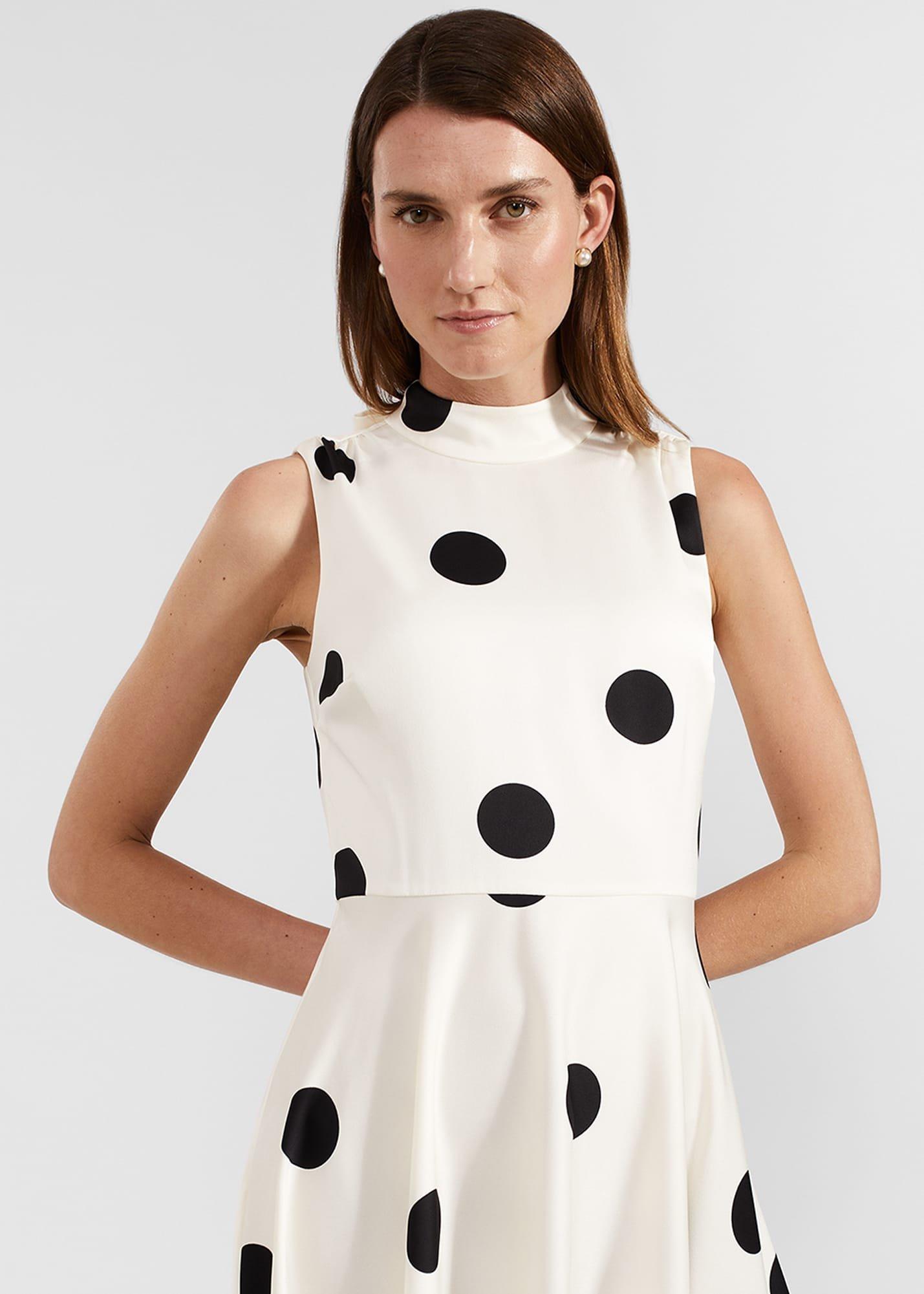 Petite Mia Spot Dress, Cream Black, hi-res