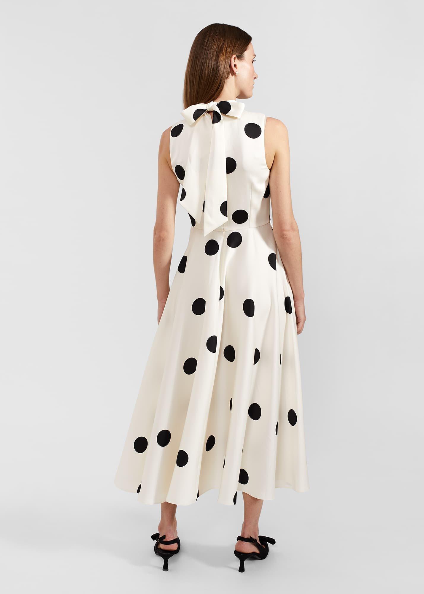 Petite Mia Spot Dress, Cream Black, hi-res