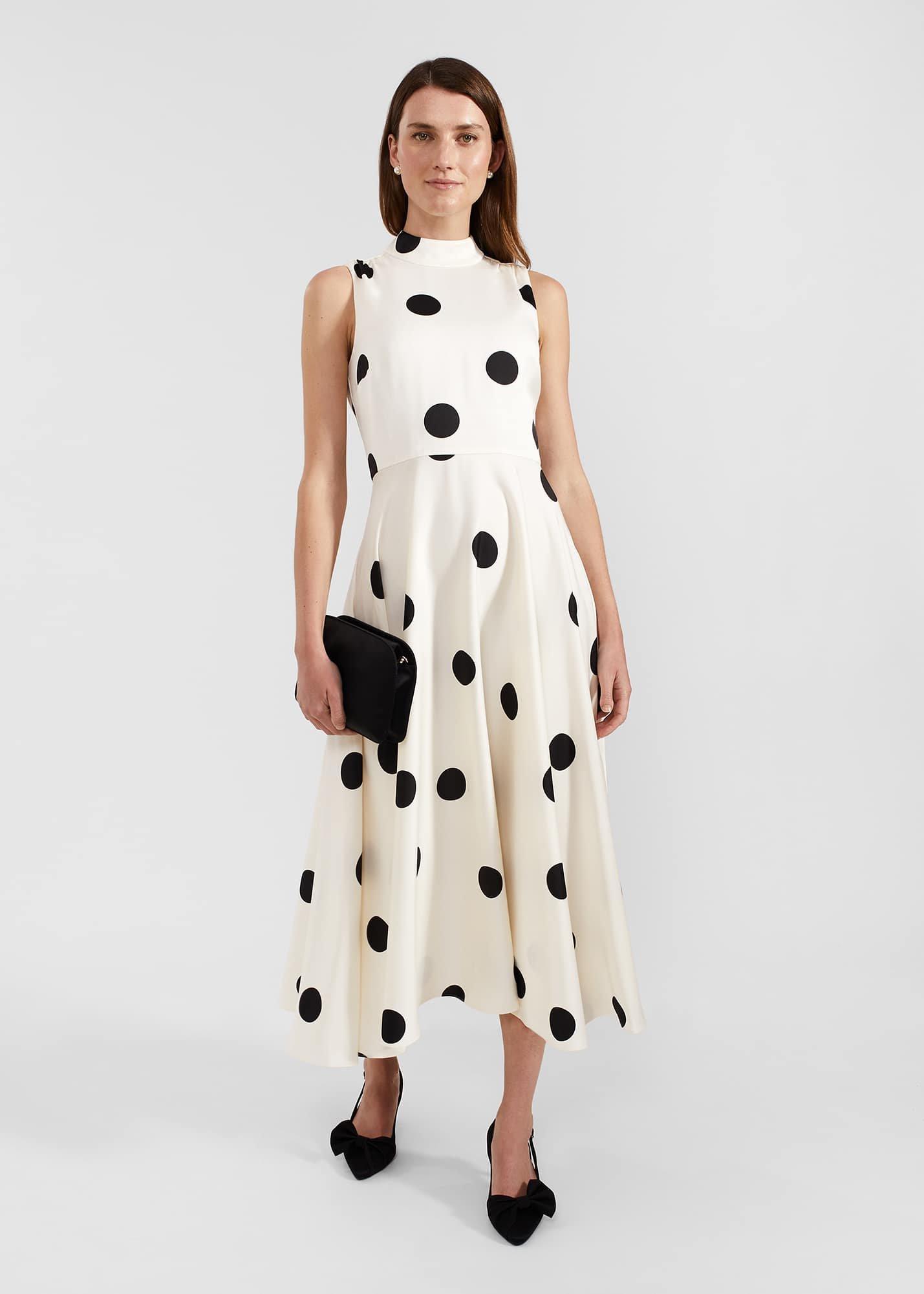 Petite Mia Spot Dress, Cream Black, hi-res