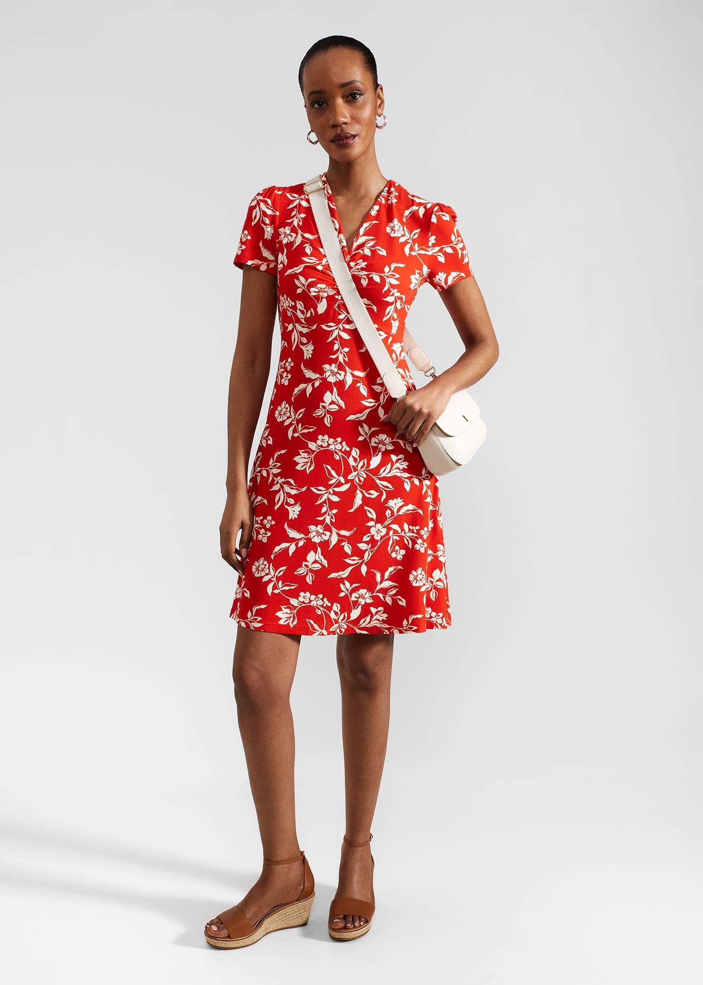 Lydia Jersey Dress, Red Buttercream, hi-res