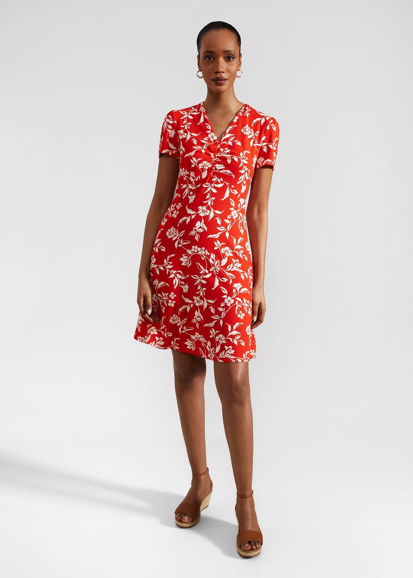 Petite Lydia Dress, Red Buttercream, hi-res