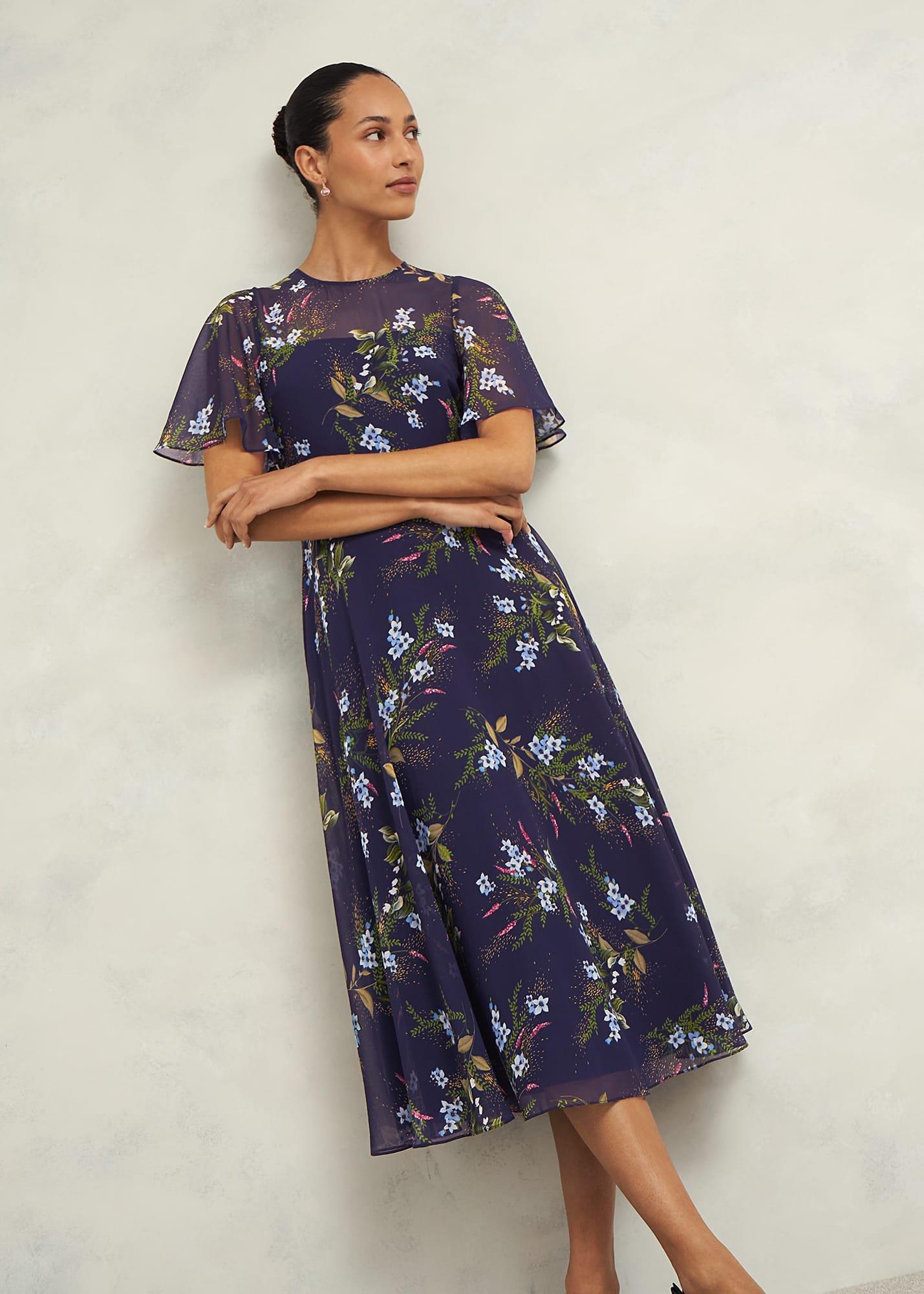 Callie Midi Dress, Navy Multi, hi-res