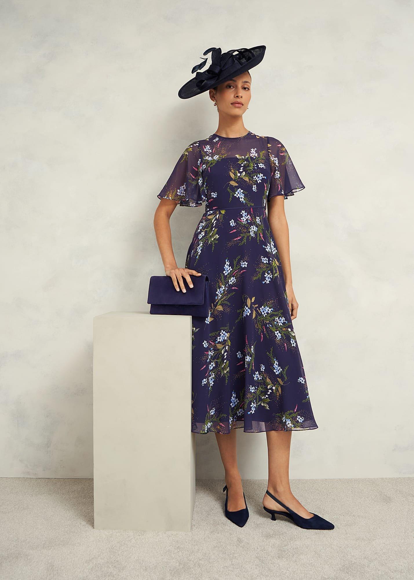 Callie Midi Dress, Navy Multi, hi-res