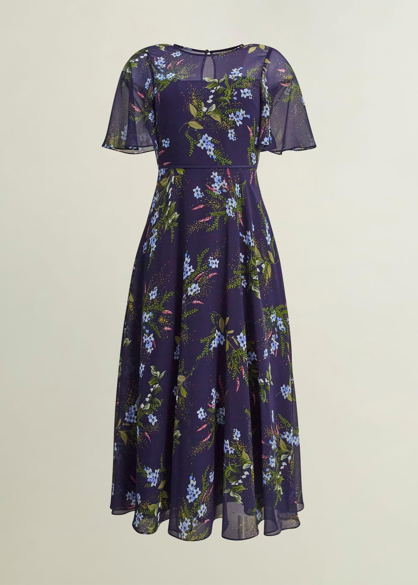 Petite Callie Midi Dress, Navy Multi, hi-res