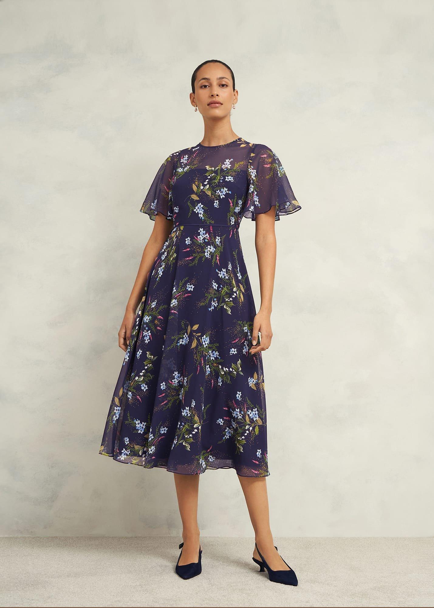 Petite Callie Midi Dress, Navy Multi, hi-res