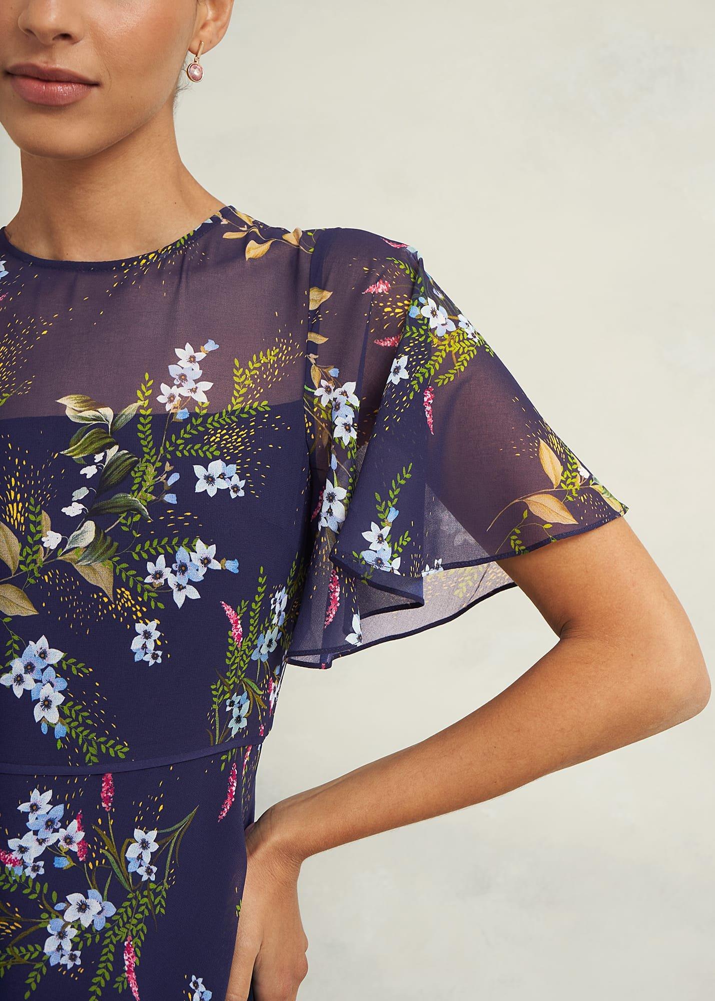 Petite Callie Midi Dress, Navy Multi, hi-res