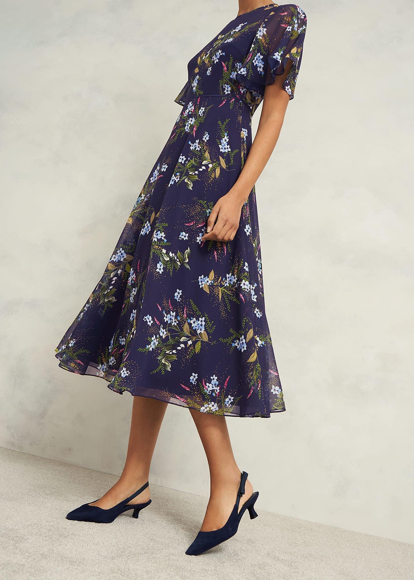 Petite Callie Midi Dress, Navy Multi, hi-res