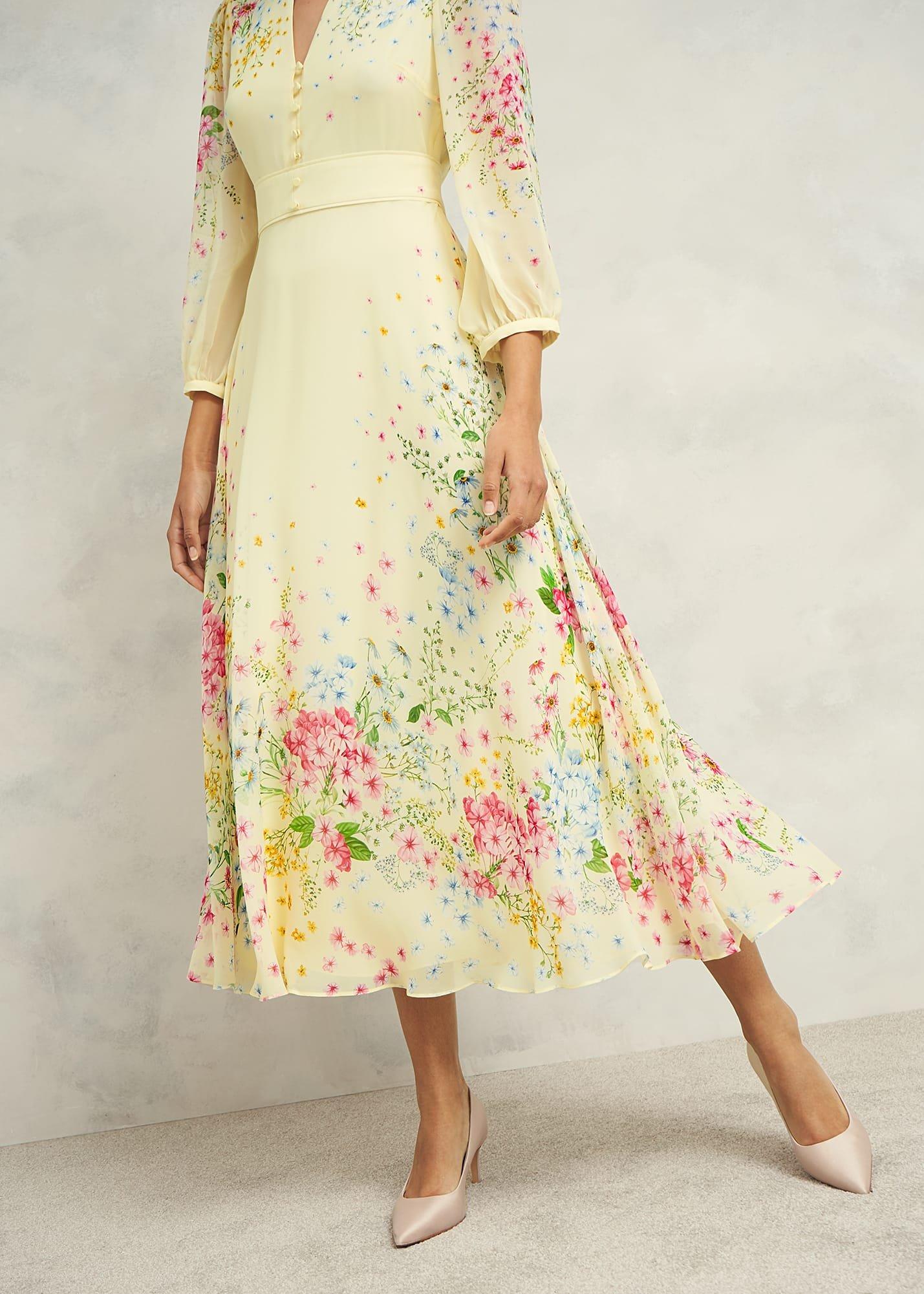Emma Silk Dress, Yellow Multi, hi-res