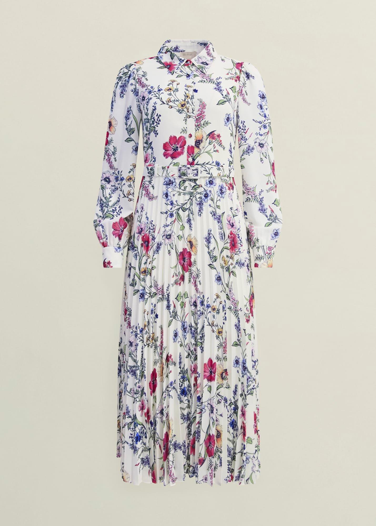 Ashleen Pleated Shirt Dress, Ivory Multi, hi-res