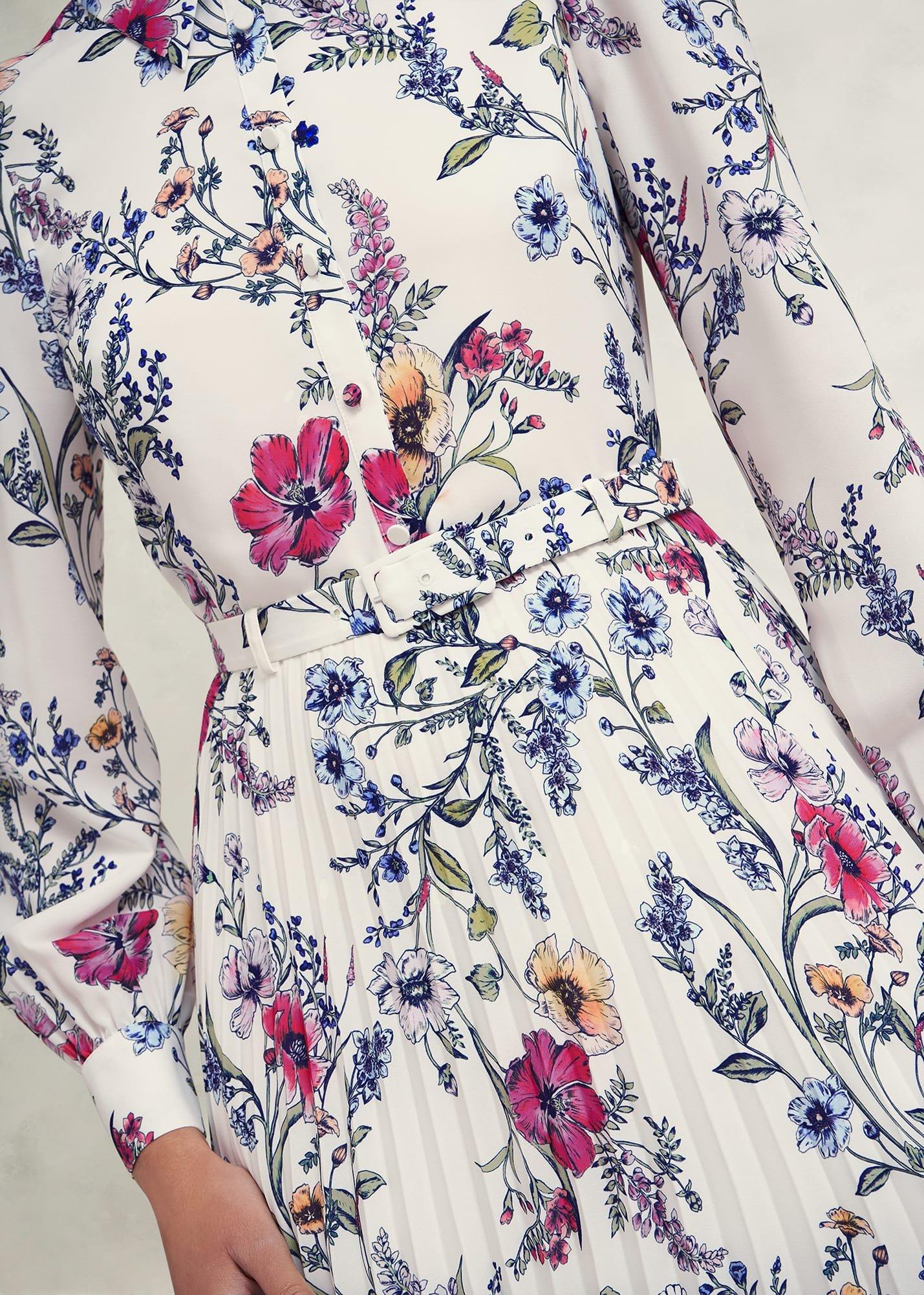 Ashleen Pleated Shirt Dress, Ivory Multi, hi-res