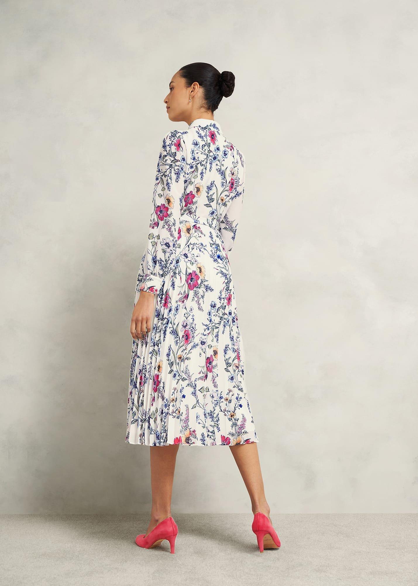 Ashleen Pleated Shirt Dress, Ivory Multi, hi-res