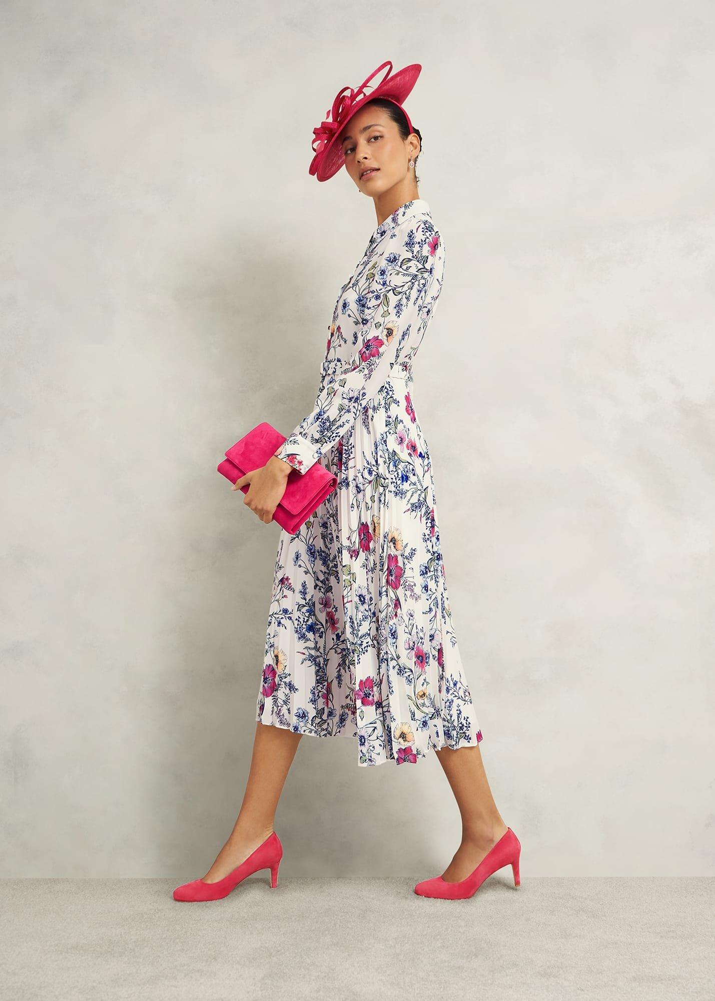 Ashleen Pleated Shirt Dress, Ivory Multi, hi-res