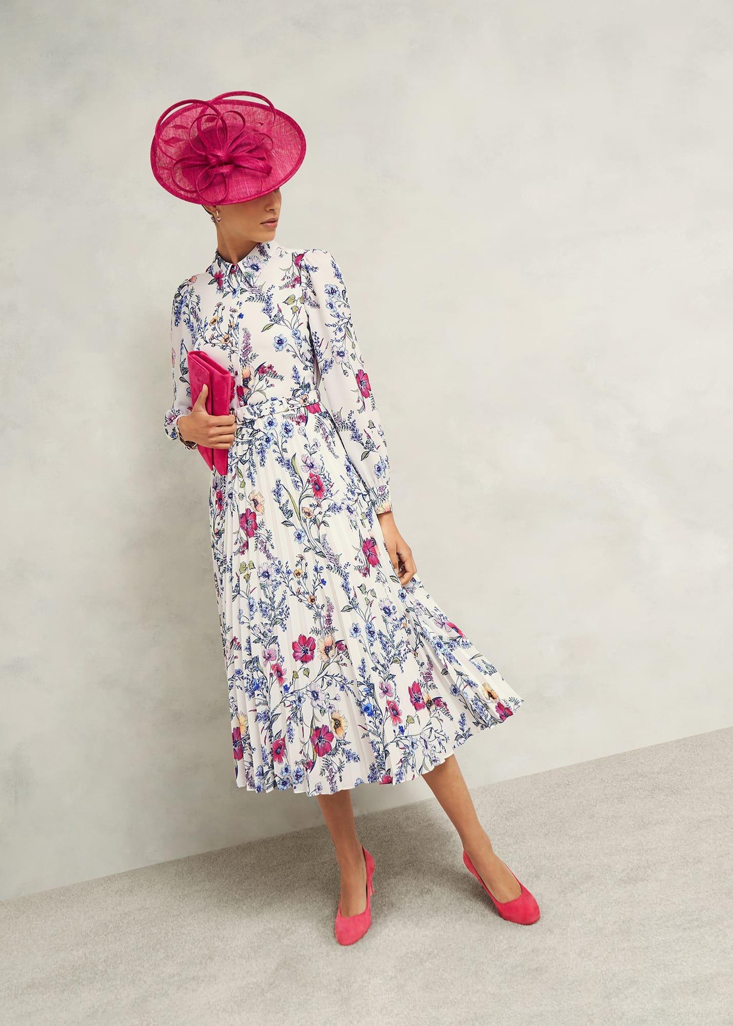 Ashleen Pleated Shirt Dress, Ivory Multi, hi-res