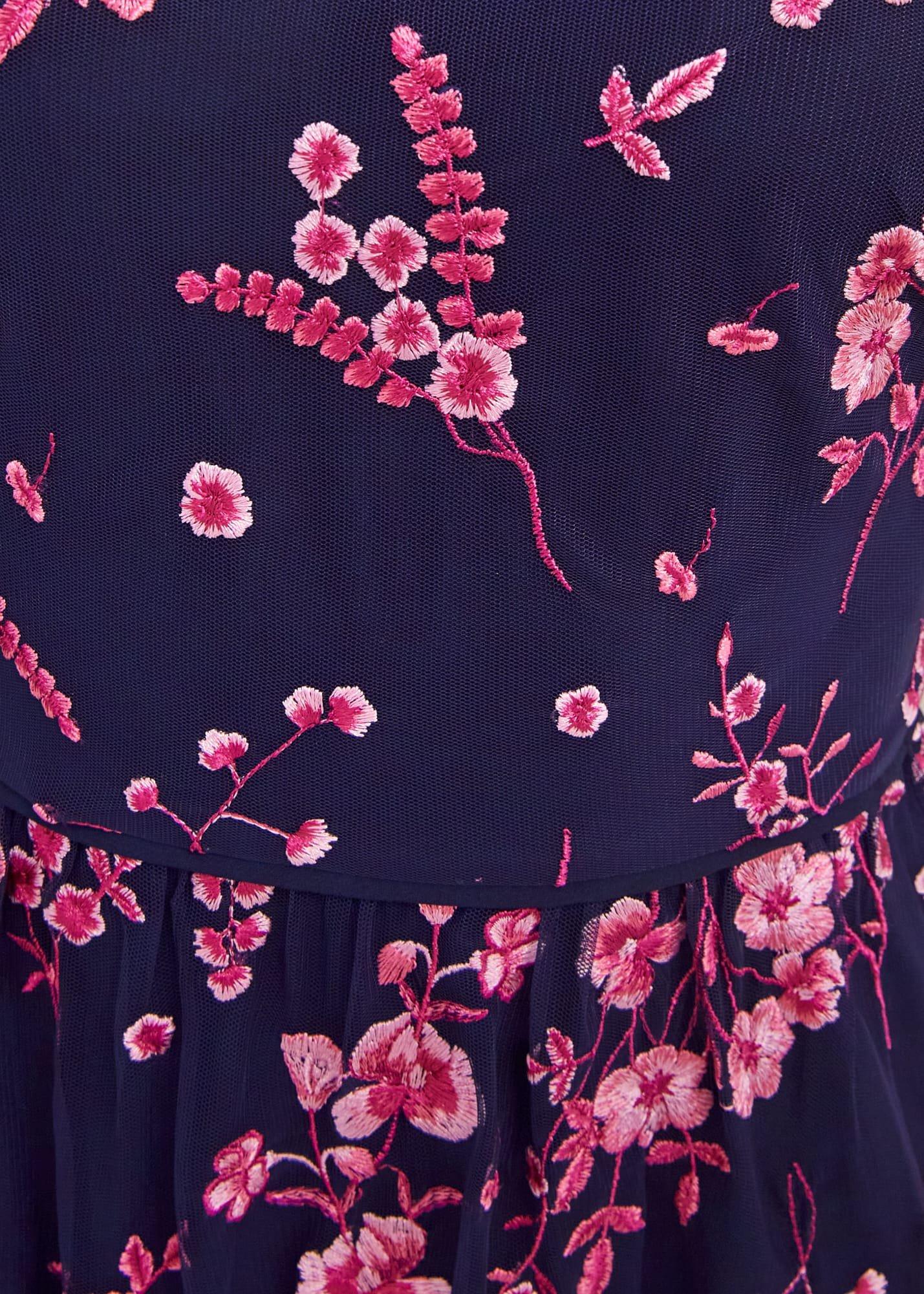 Bethany Embroidered Dress, Navy Pink, hi-res