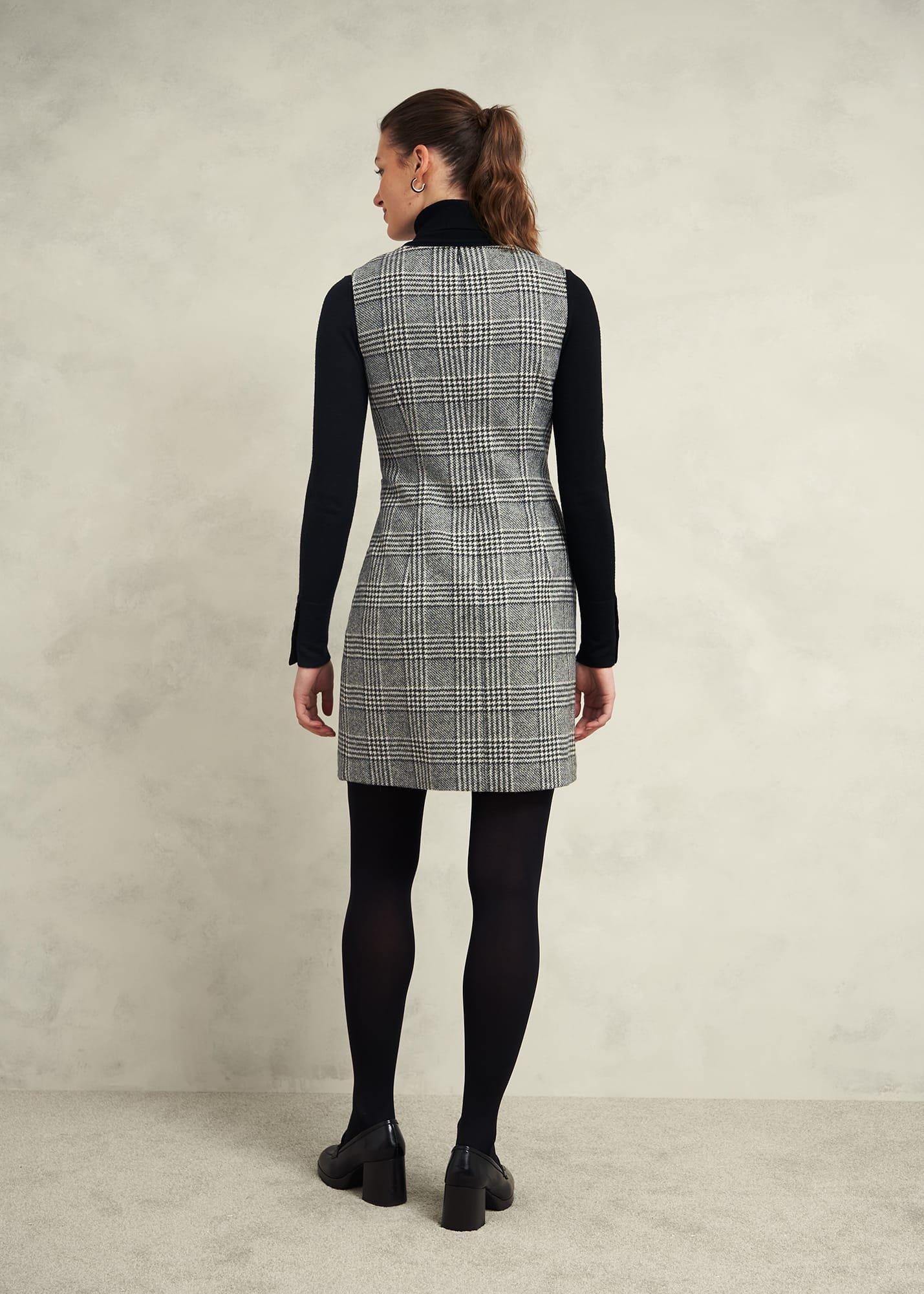 Brea Wool Dress, Black White, hi-res