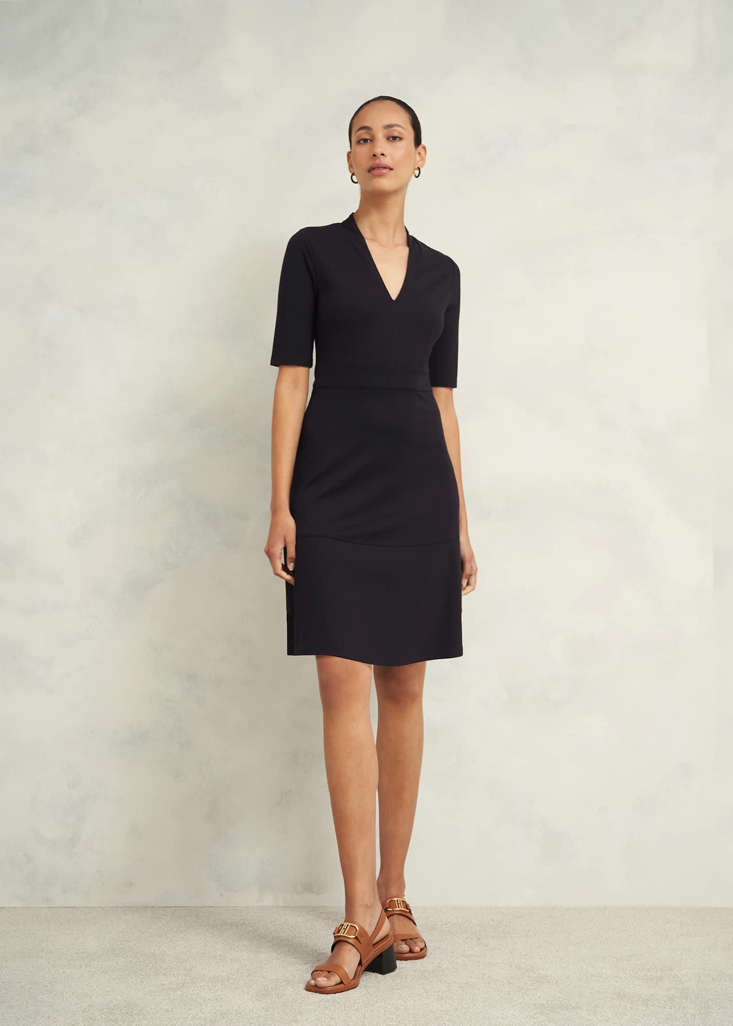 Emilia Ponte Dress, Navy, hi-res