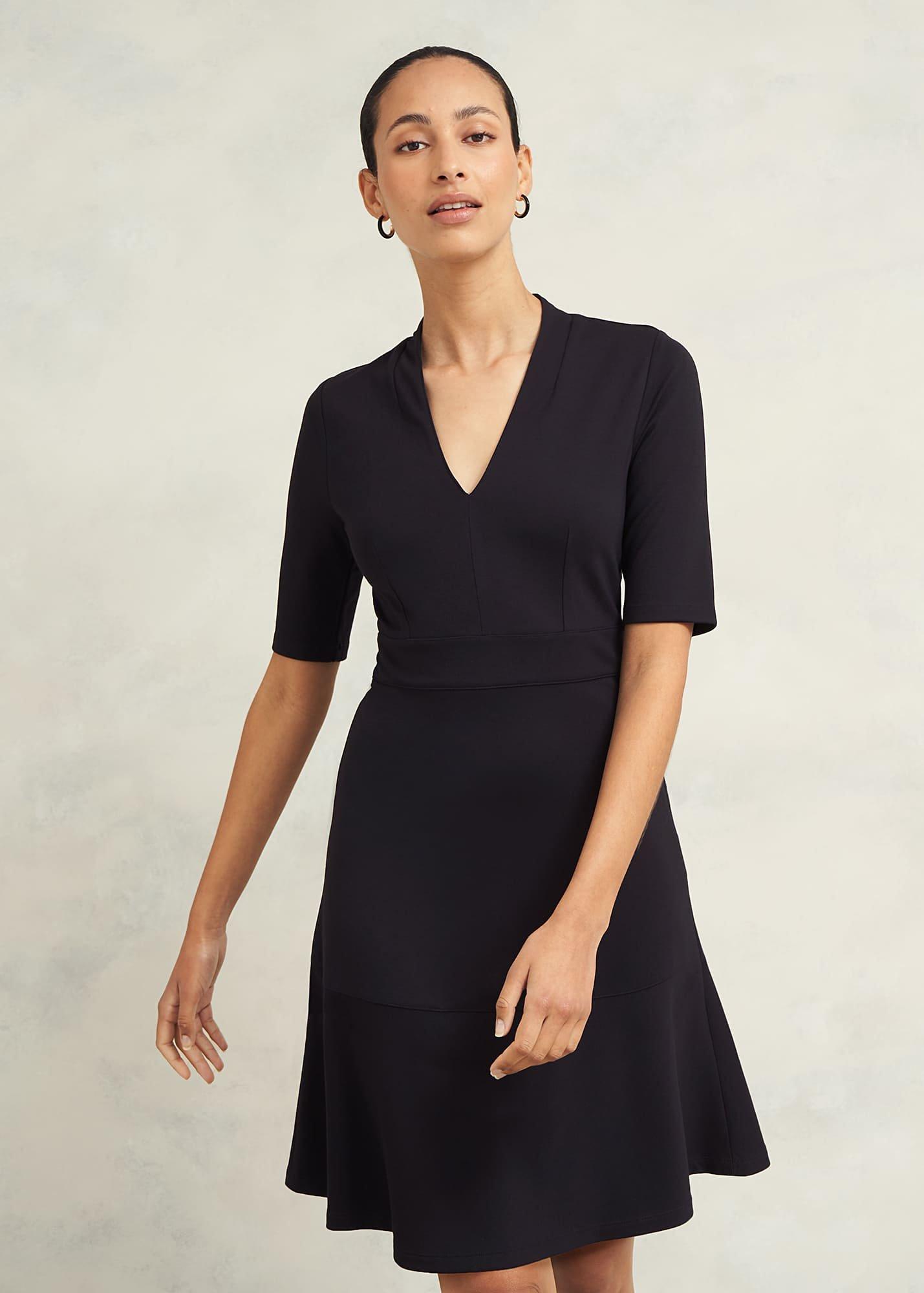 Emilia Ponte Dress, Navy, hi-res
