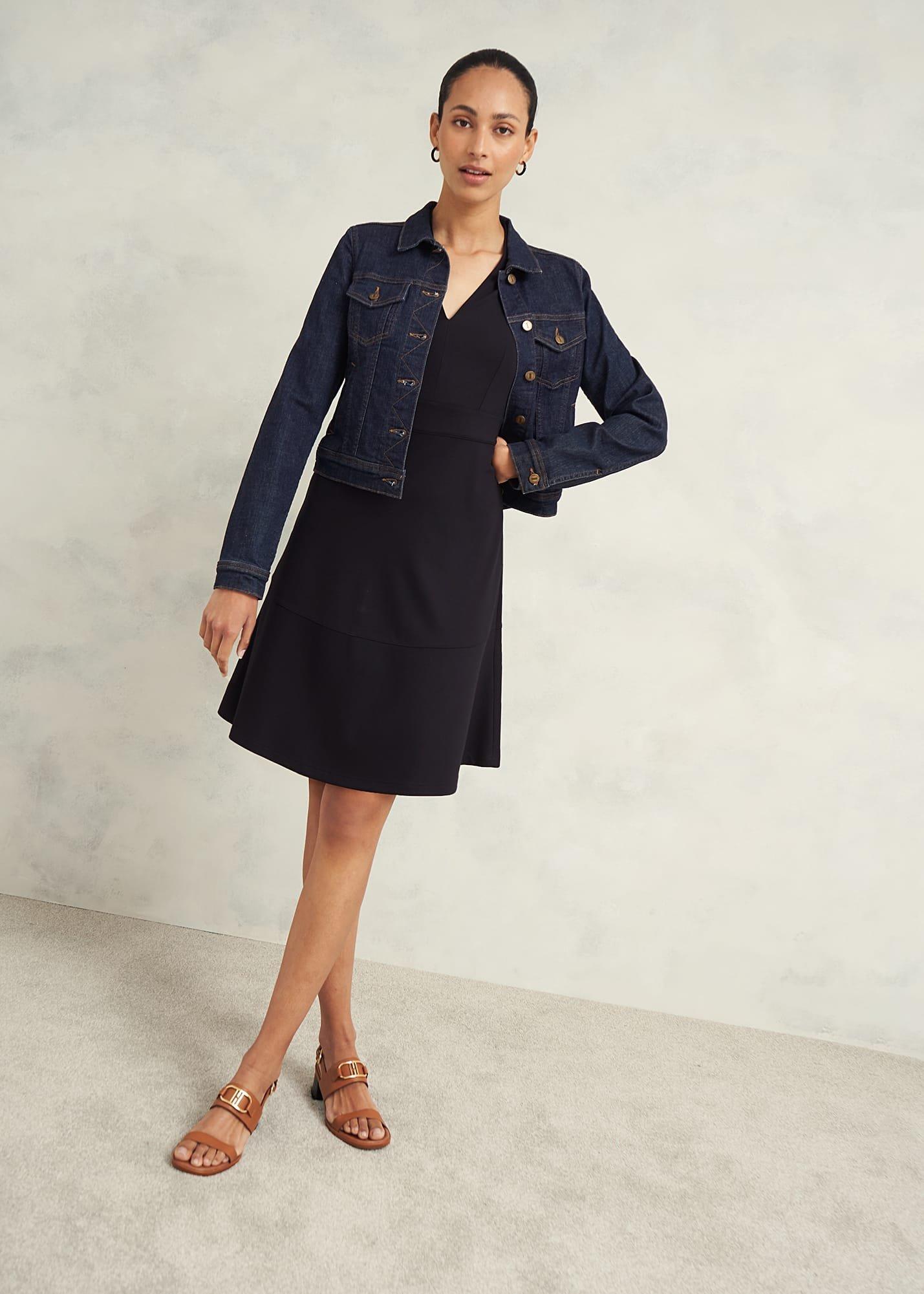 Emilia Ponte Dress, Navy, hi-res