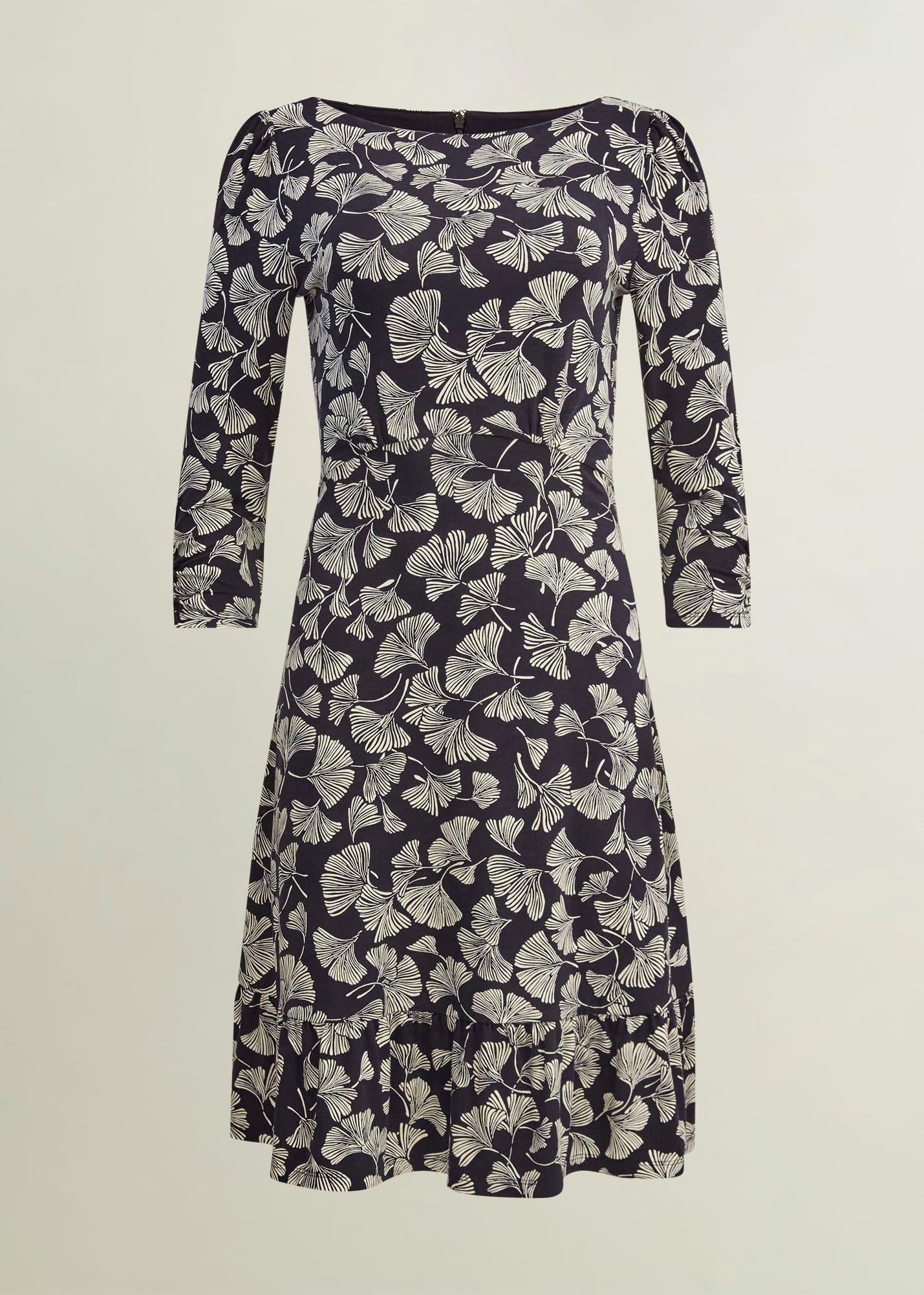 Ginny Jersey Dress, Navy Cream, hi-res