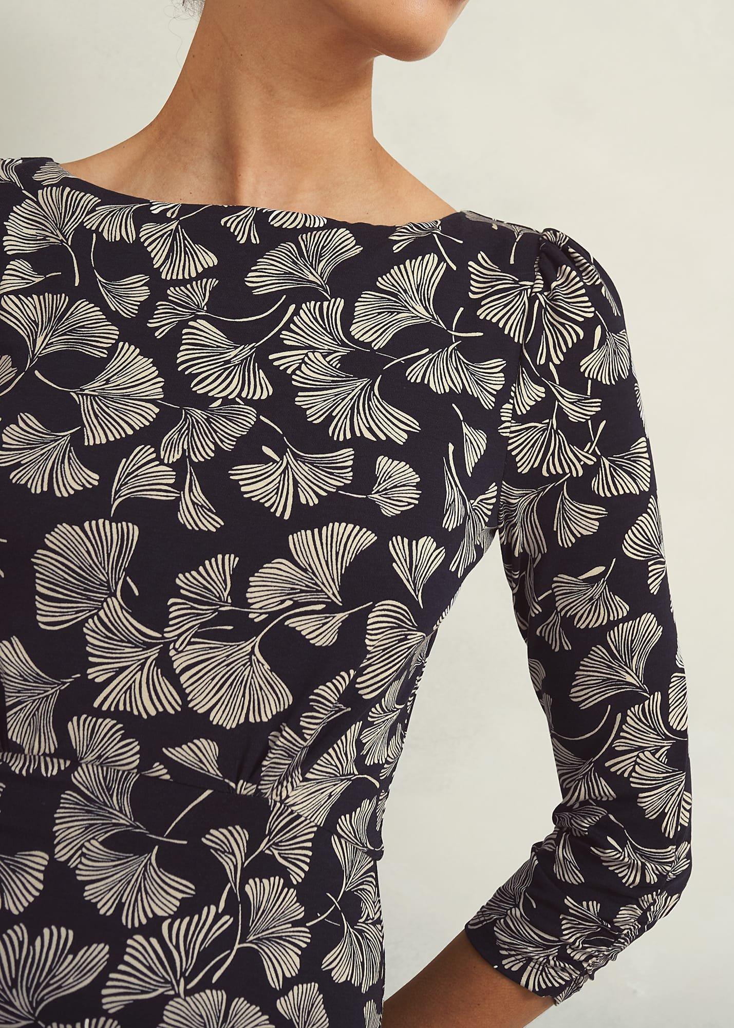 Ginny Jersey Dress, Navy Cream, hi-res