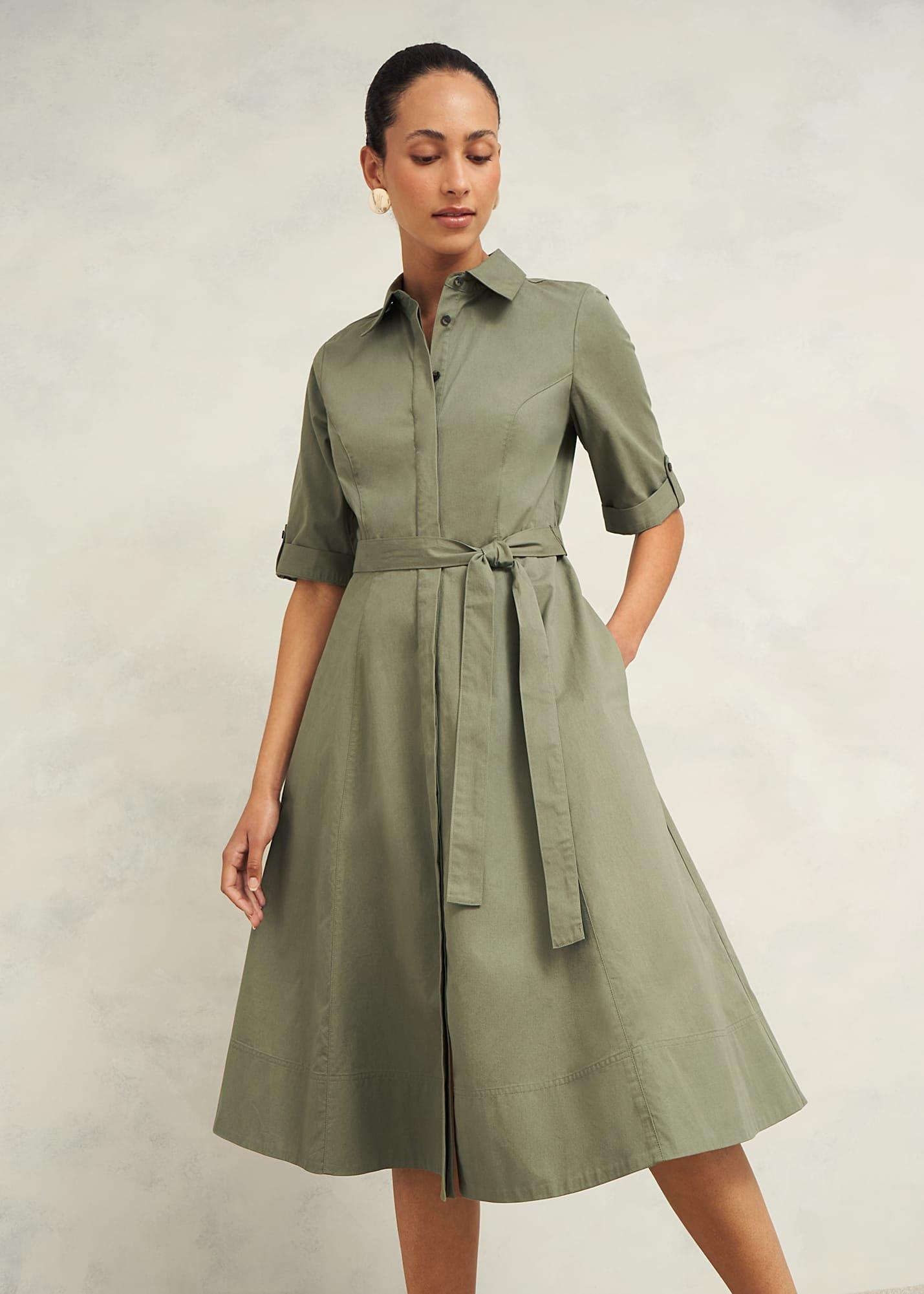 Riley Cotton Dress, Sage Green, hi-res