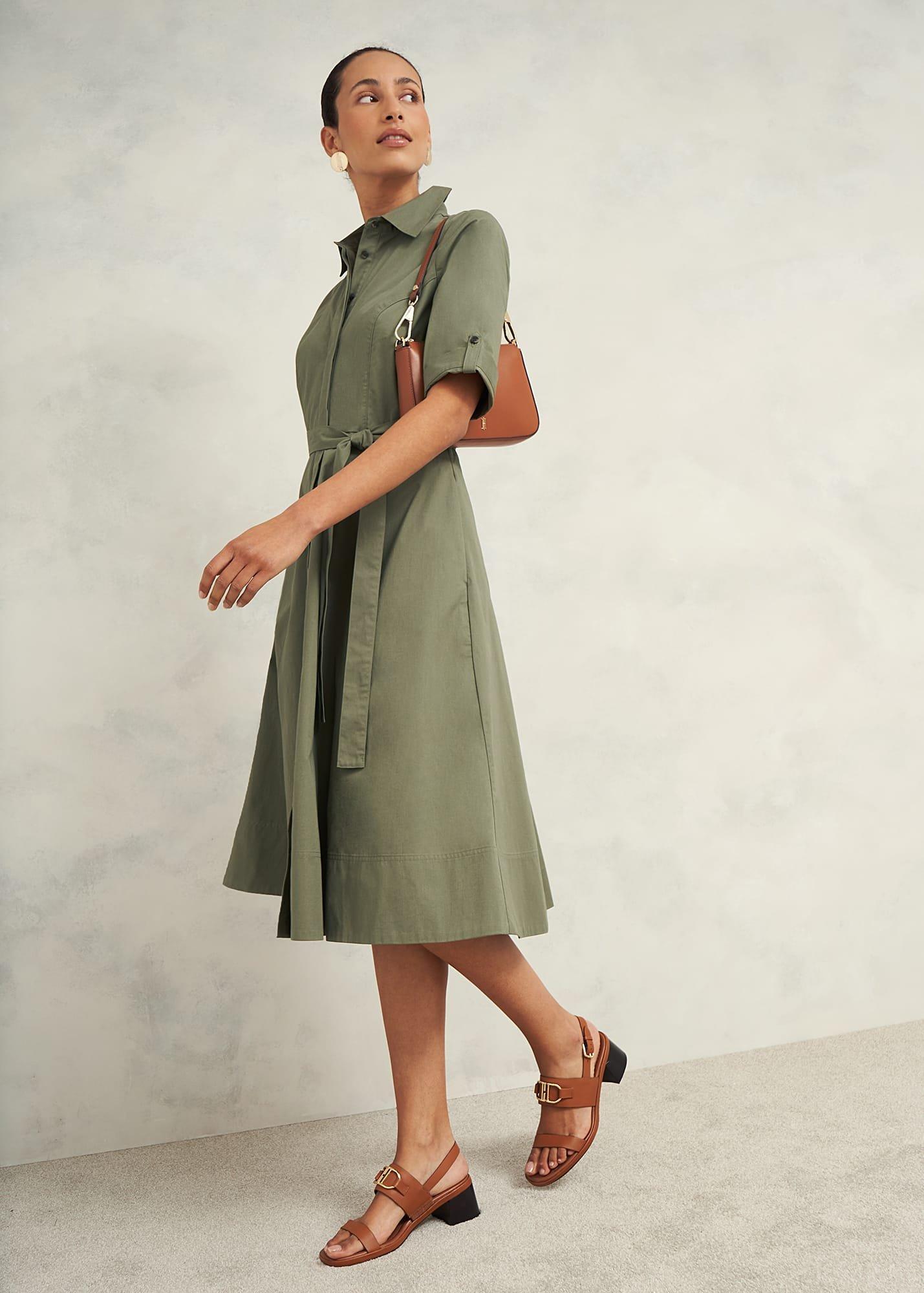 Riley Cotton Dress, Sage Green, hi-res