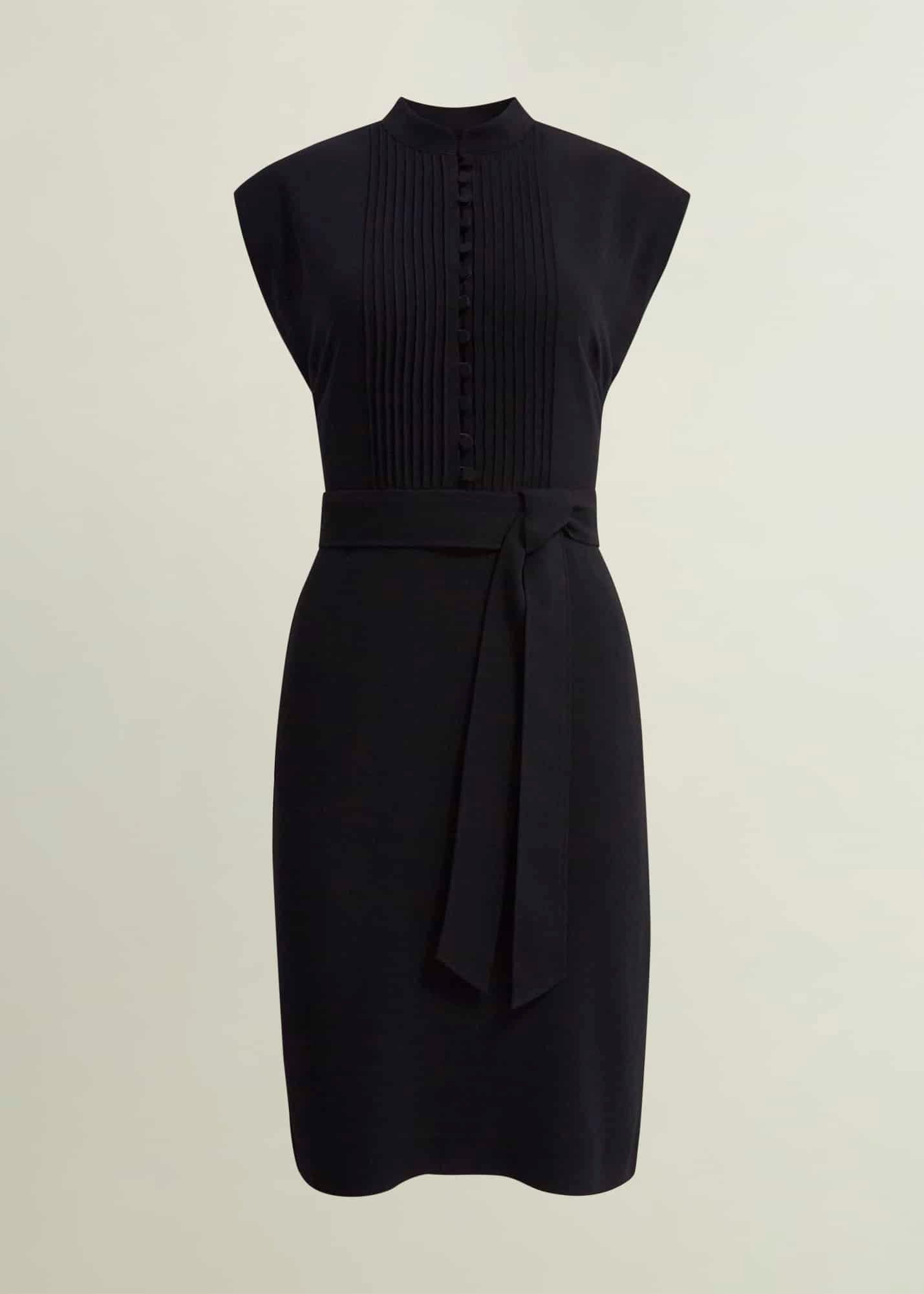 Pia Pintuck Dress, Black, hi-res