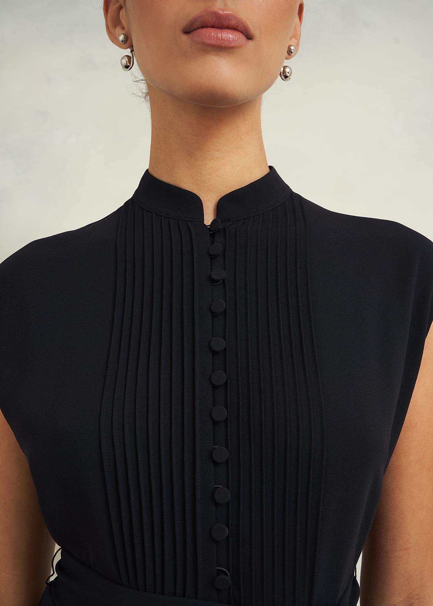 Pia Pintuck Dress, Black, hi-res