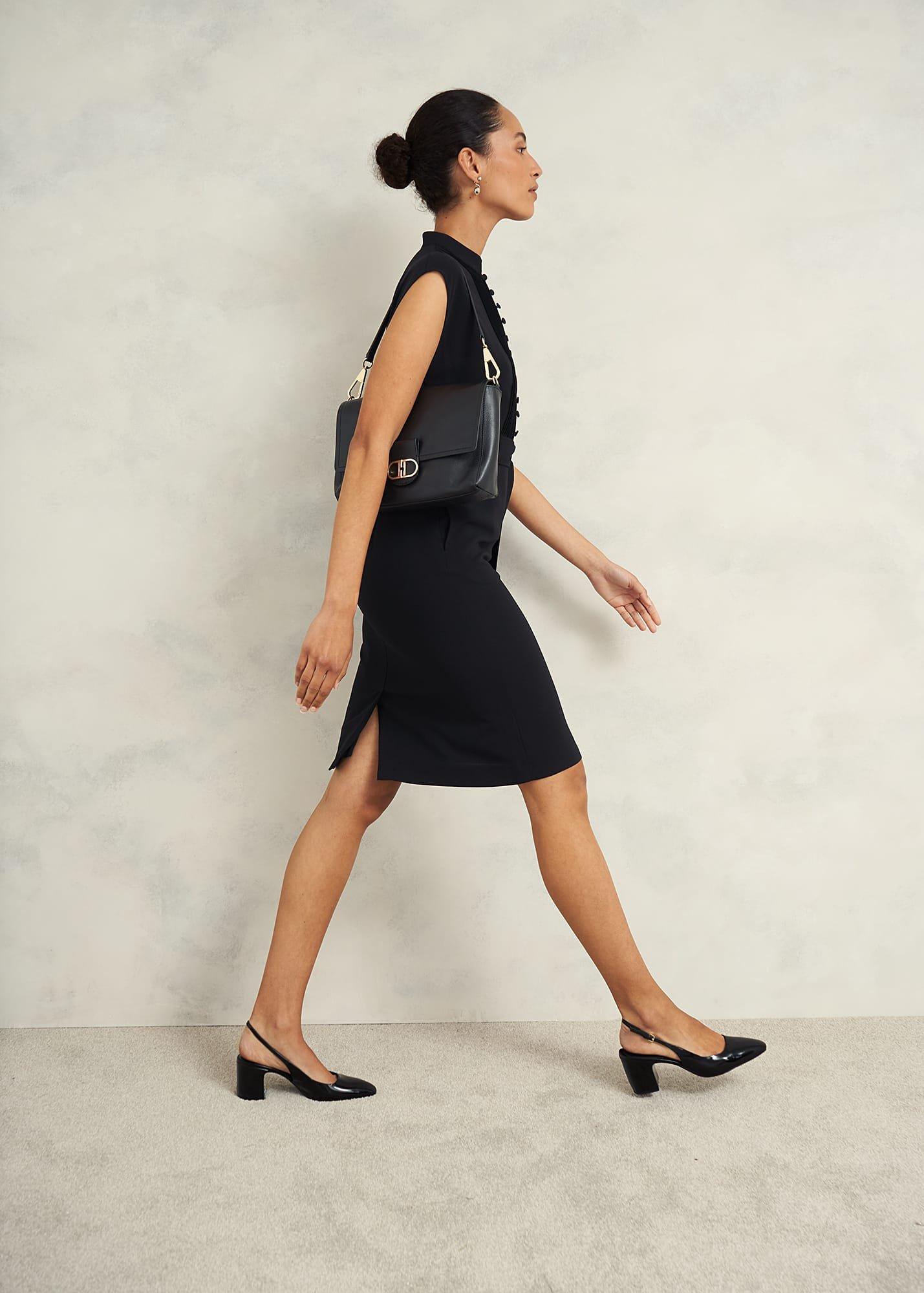 Pia Pintuck Dress, Black, hi-res